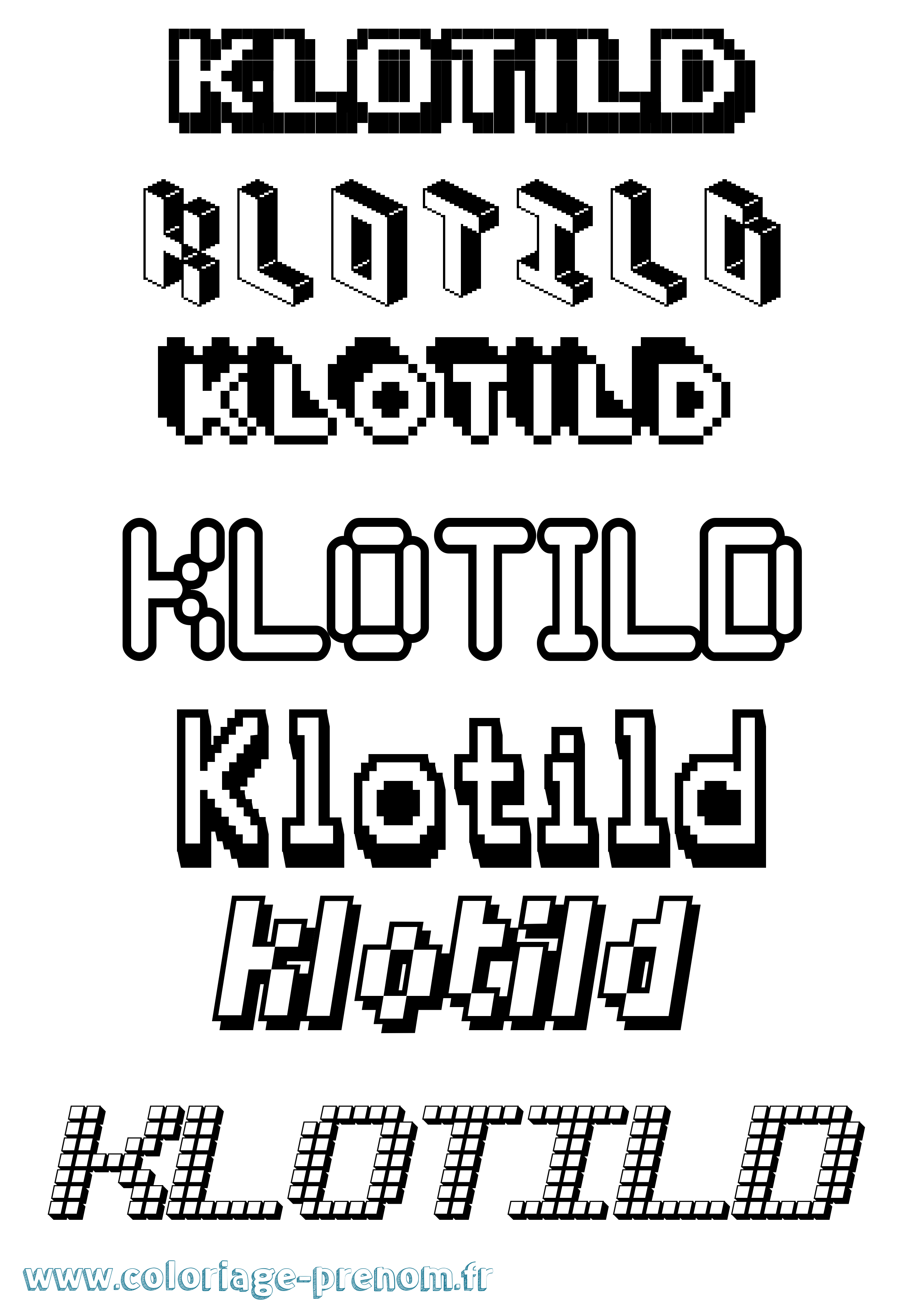 Coloriage Klotild Pixel Coloriage prénom Klotild Pixel