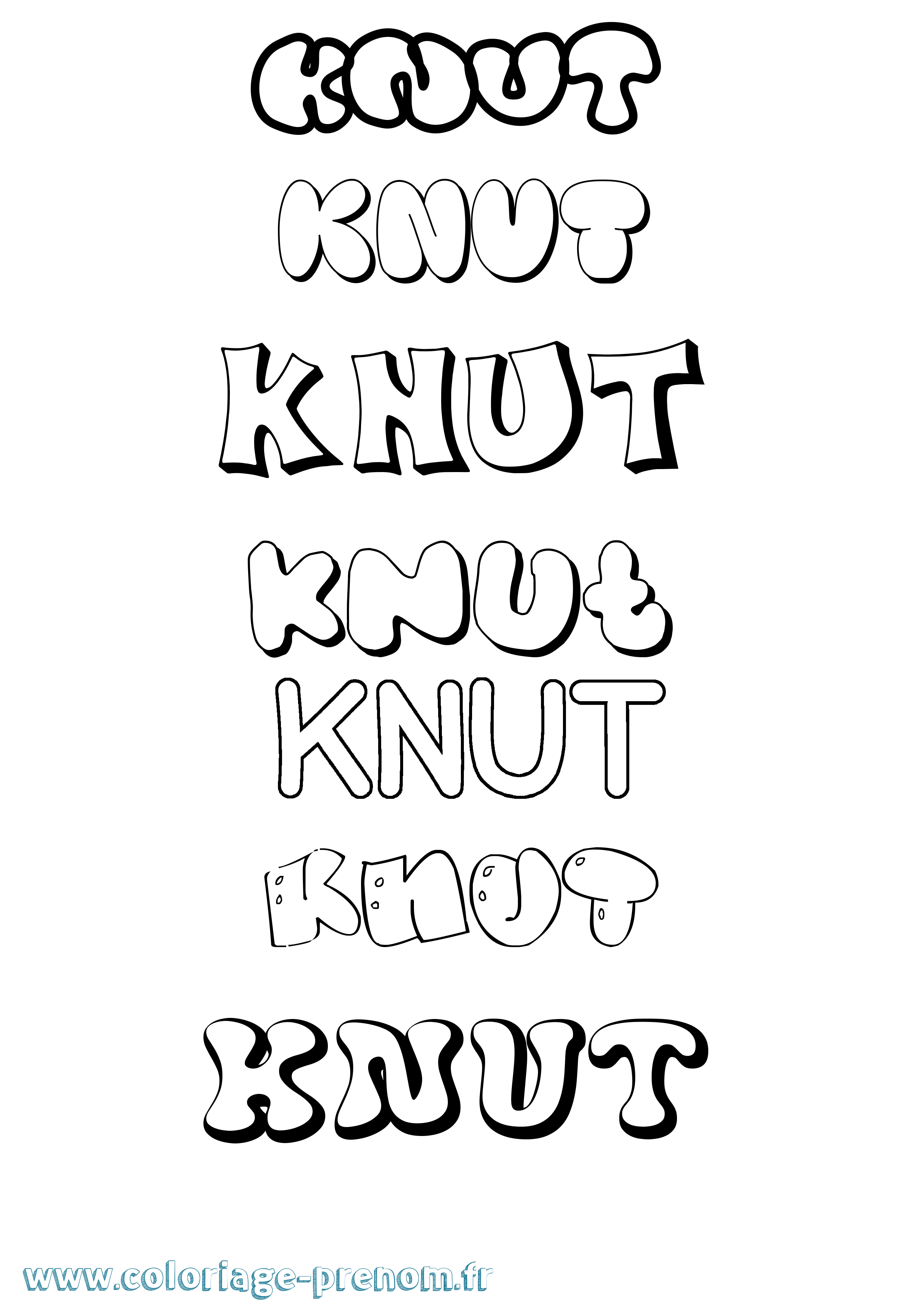 Coloriage Knut Bubble Coloriage prénom Knut Bubble