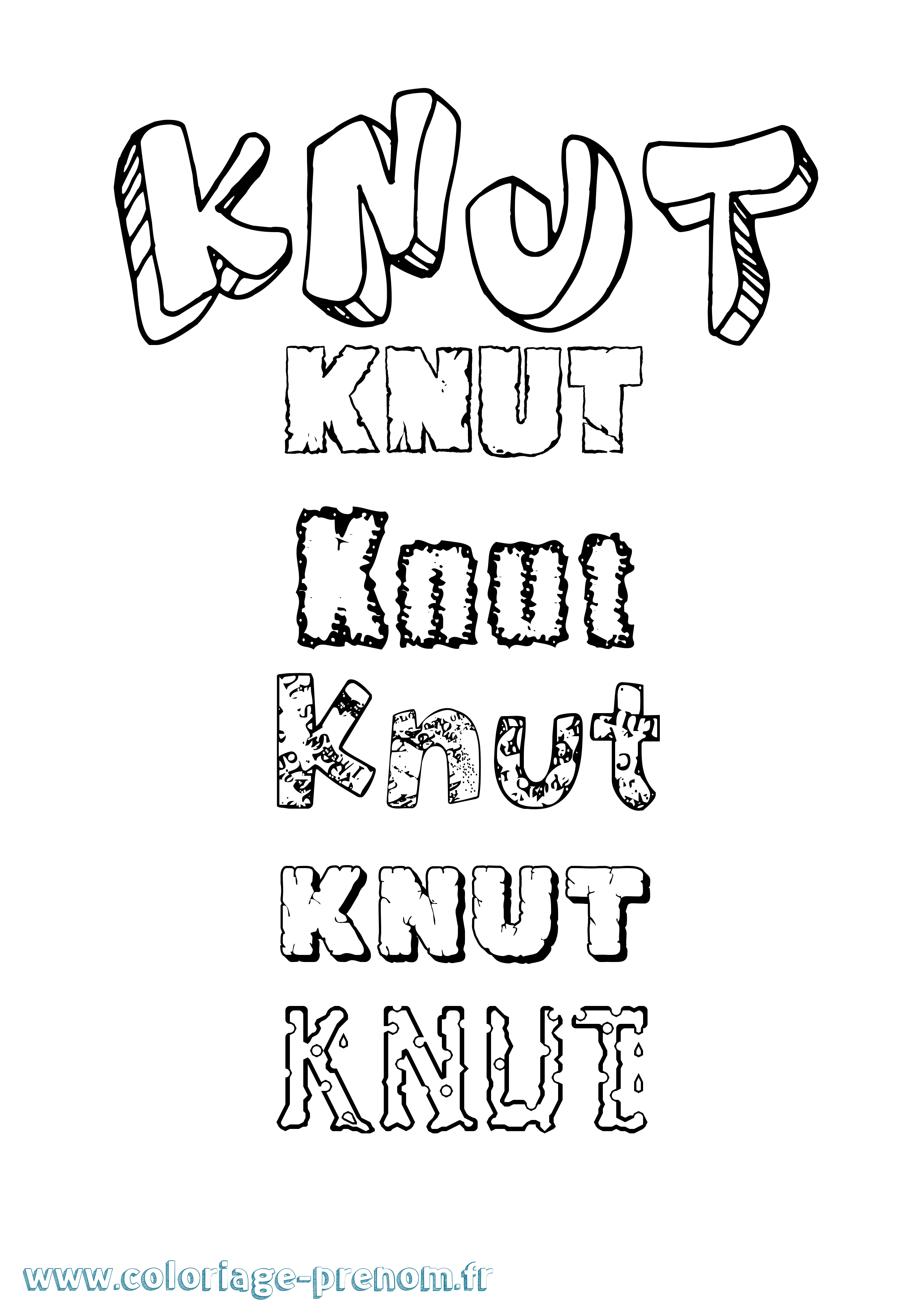 Coloriage Knut Destructuré Coloriage prénom Knut Destructuré