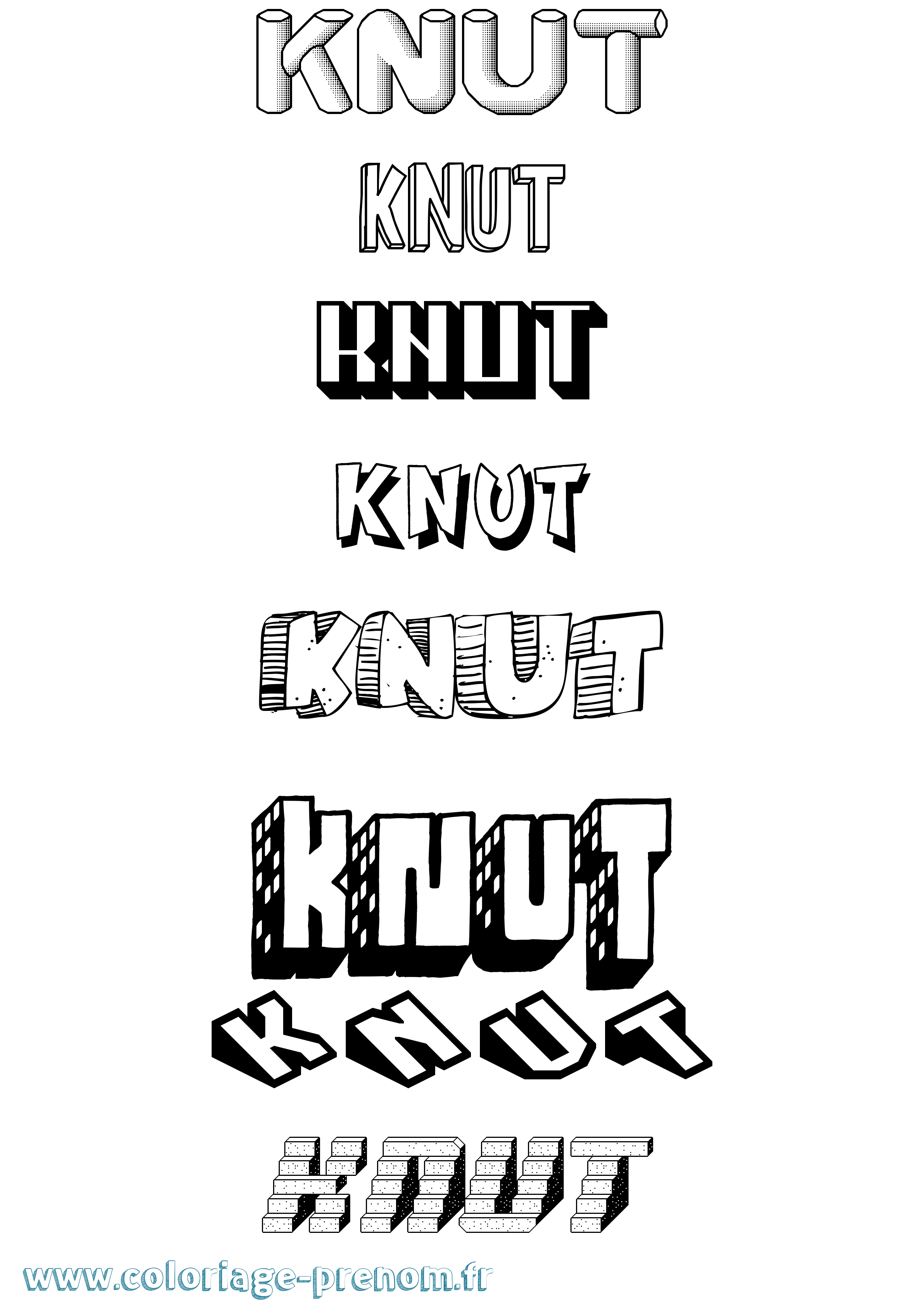 Coloriage Knut Effet 3D Coloriage prénom Knut Effet 3D