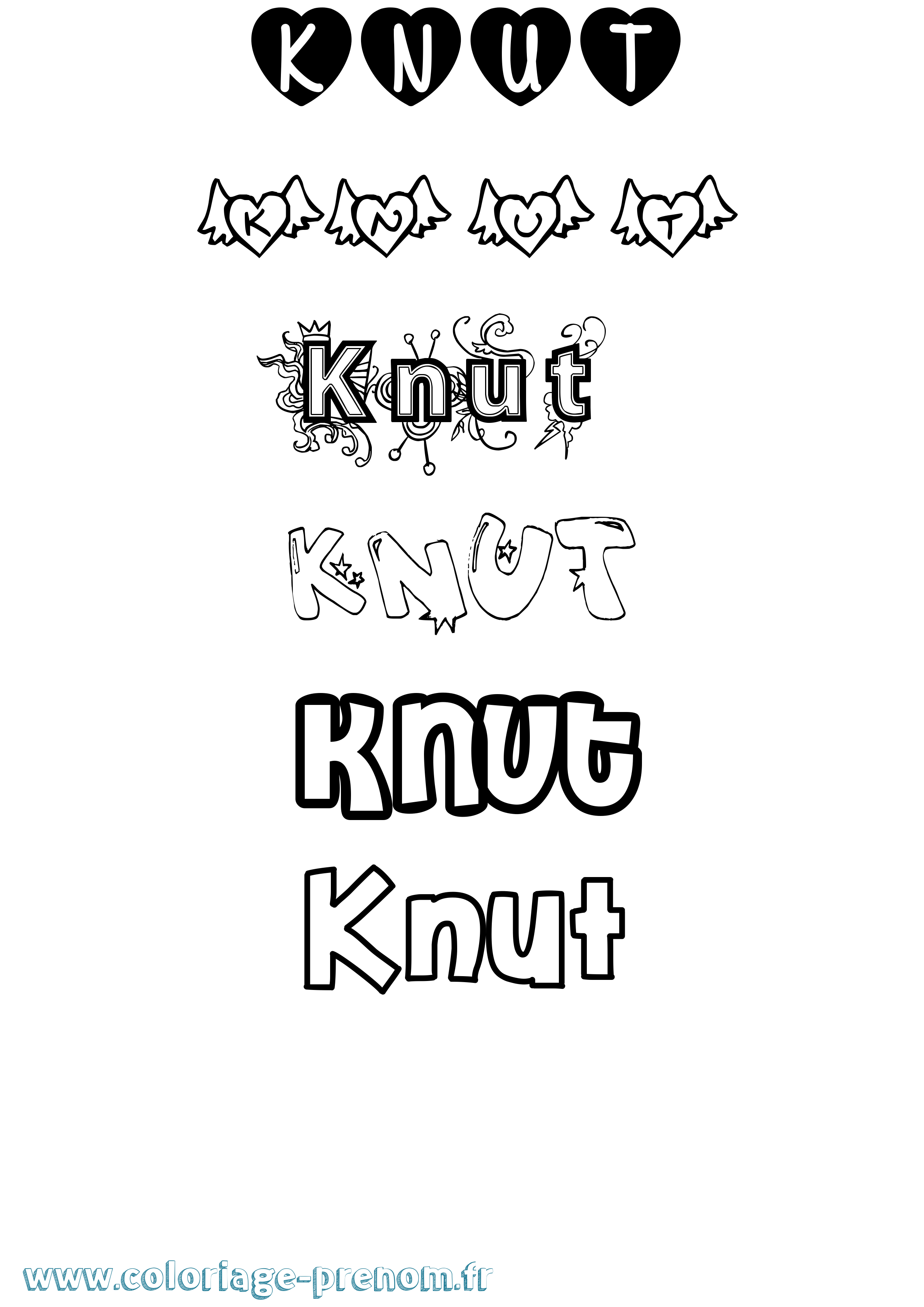 Coloriage Knut Girly Coloriage prénom Knut Girly