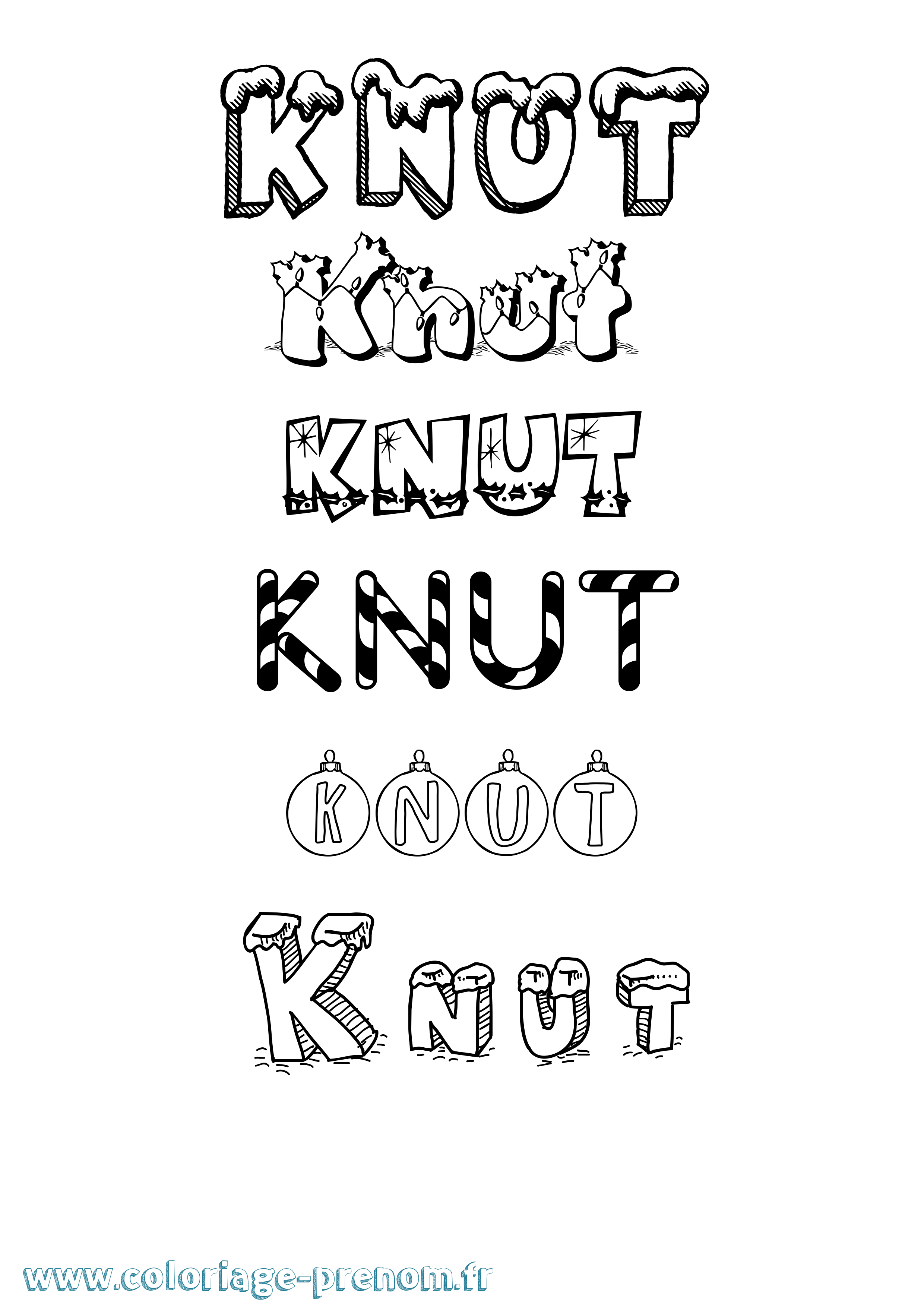 Coloriage Knut Noël Coloriage prénom Knut Noël
