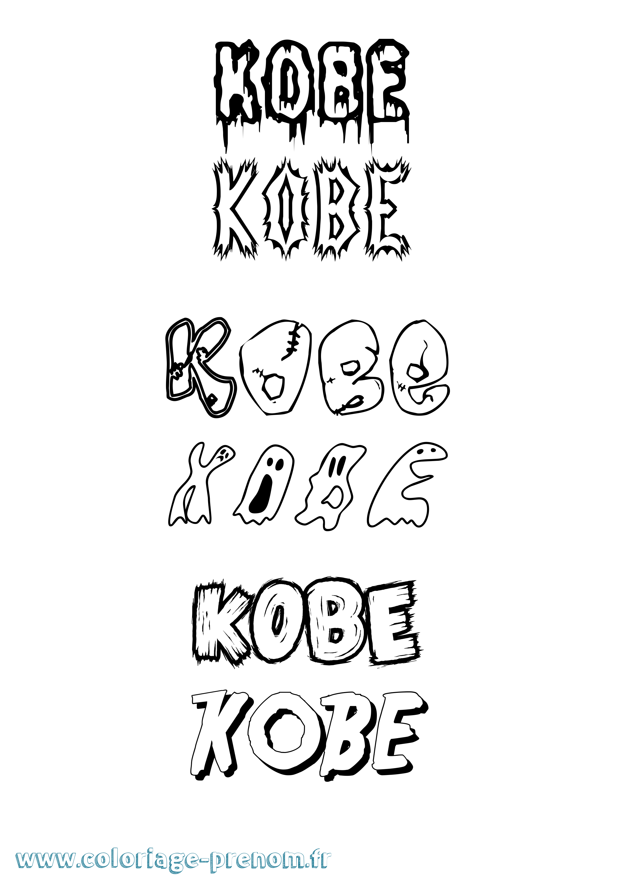 Coloriage Kobe Frisson Coloriage prénom Kobe Frisson