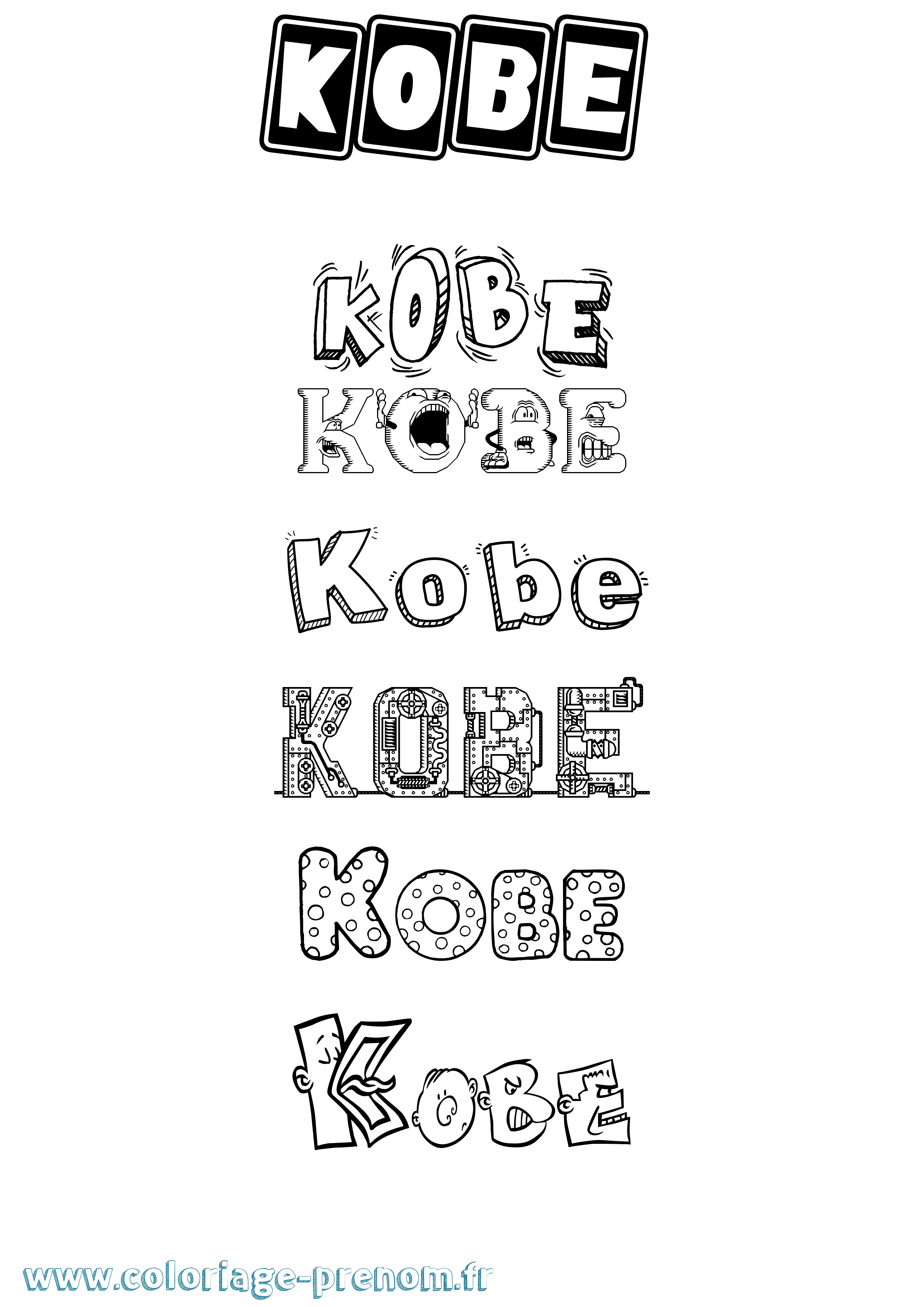 Coloriage Kobe Fun Coloriage prénom Kobe Fun