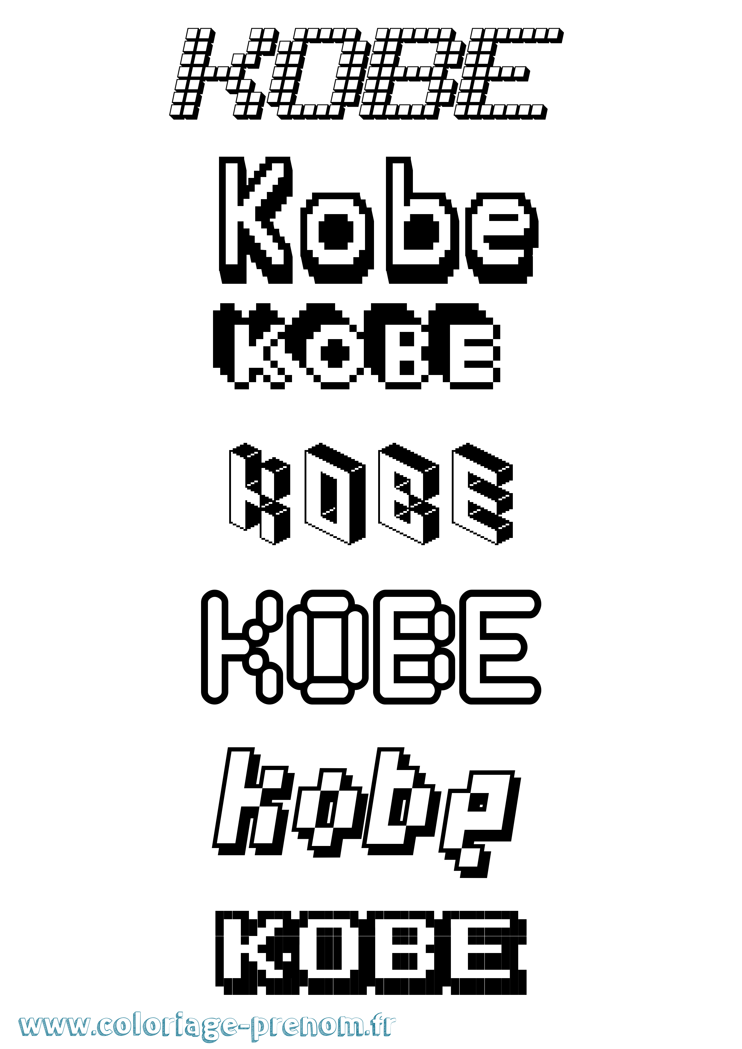 Coloriage Kobe Pixel Coloriage prénom Kobe Pixel