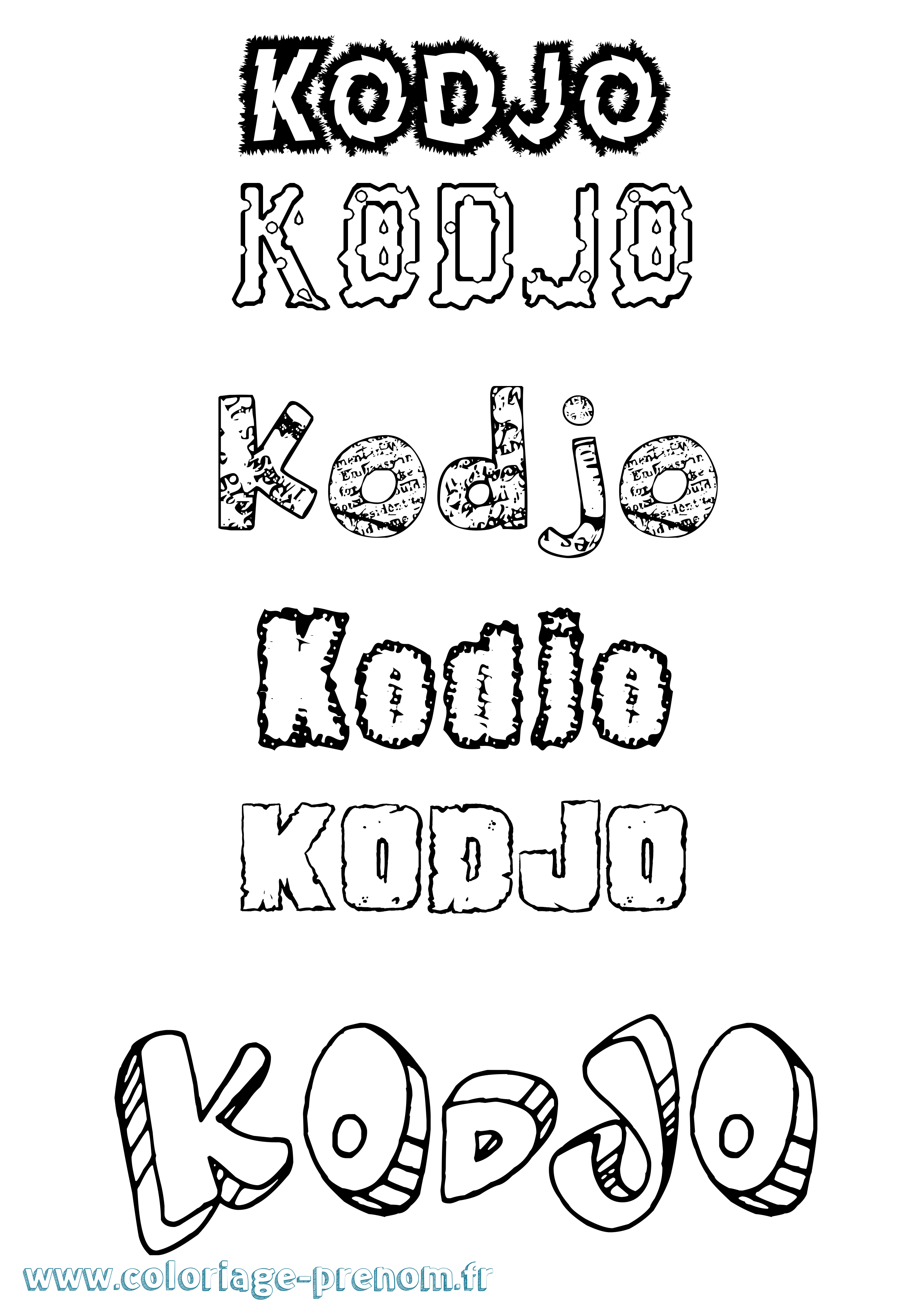 Coloriage Kodjo Destructuré Coloriage prénom Kodjo Destructuré