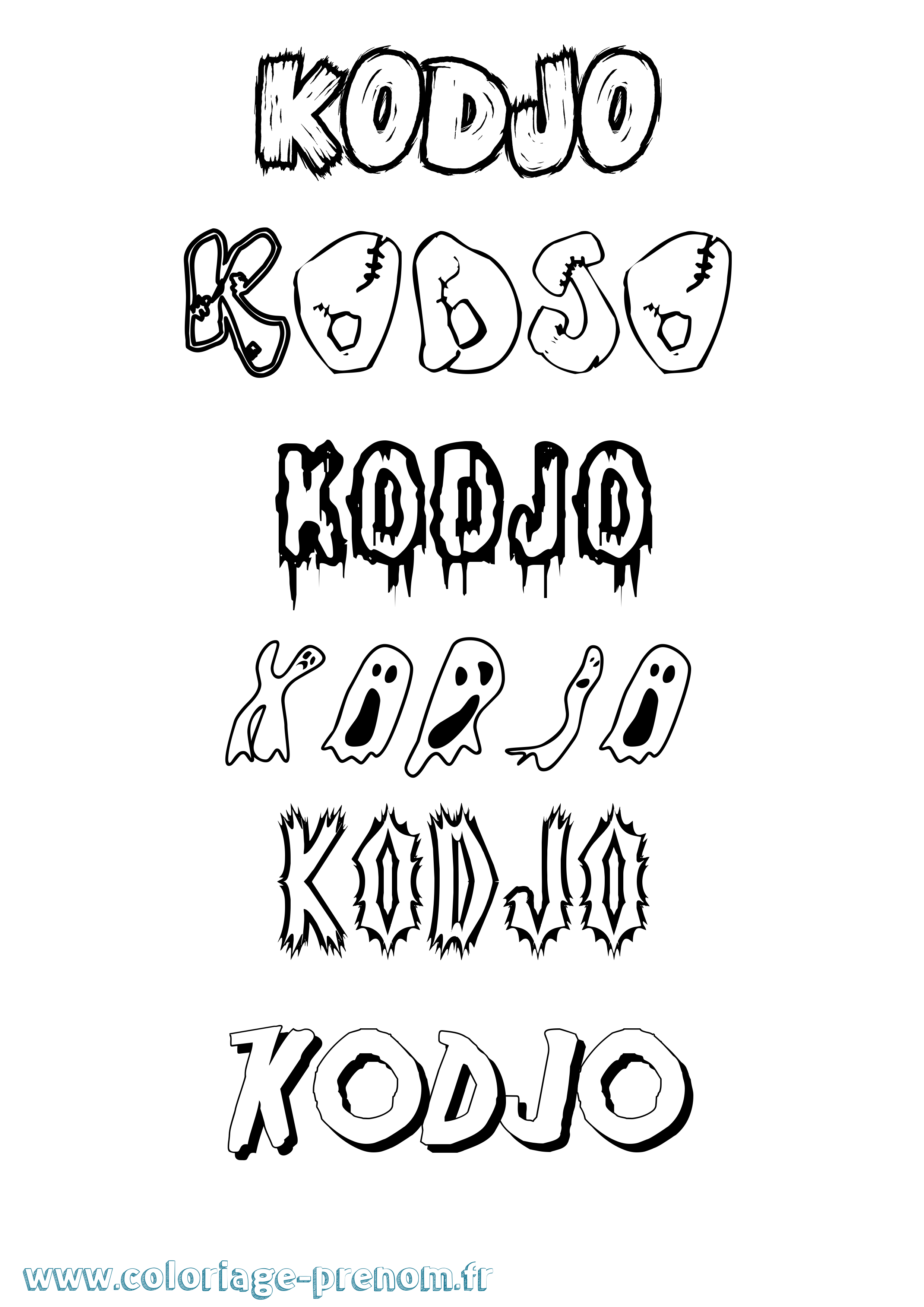 Coloriage Kodjo Frisson Coloriage prénom Kodjo Frisson