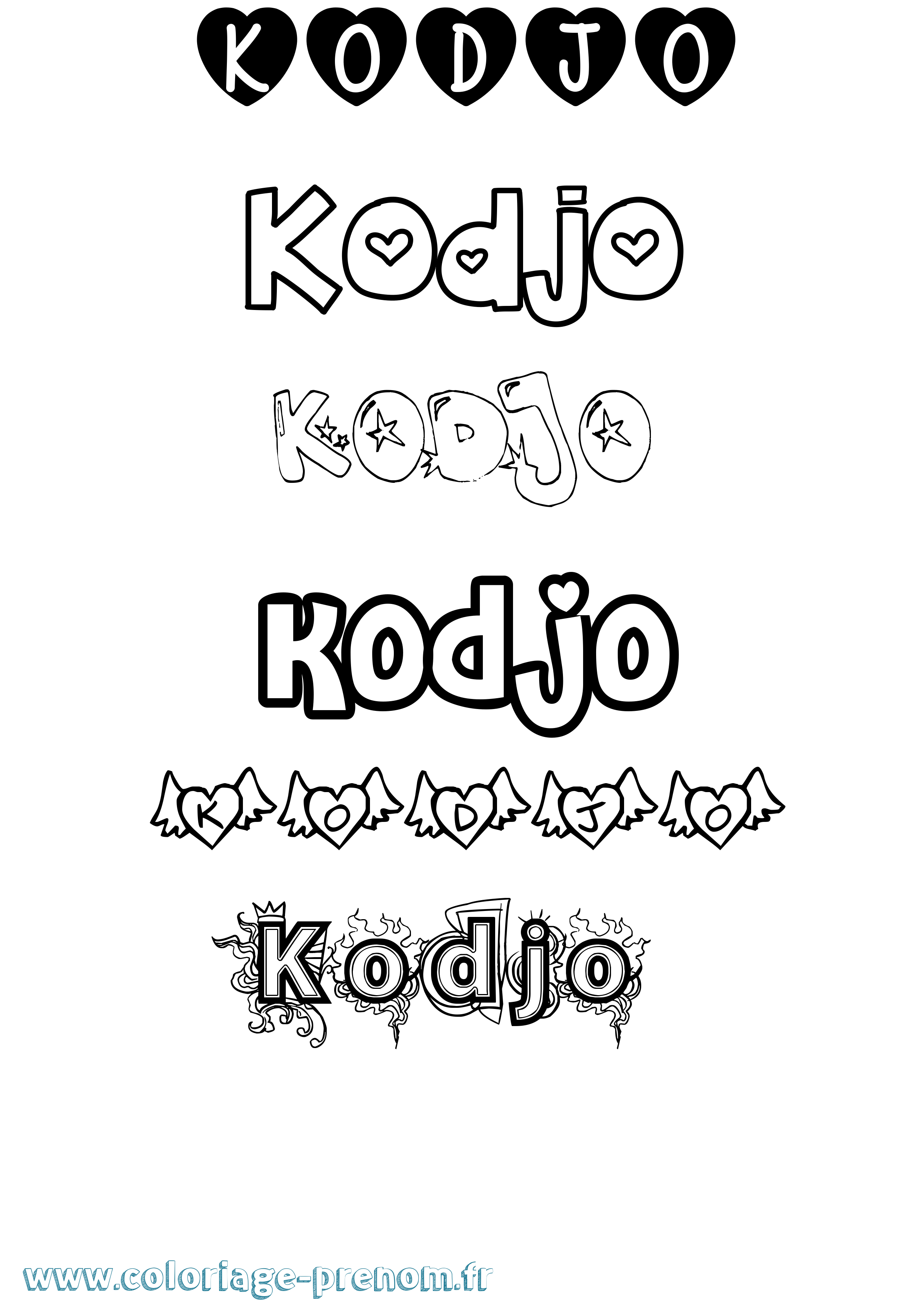 Coloriage Kodjo Girly Coloriage prénom Kodjo Girly