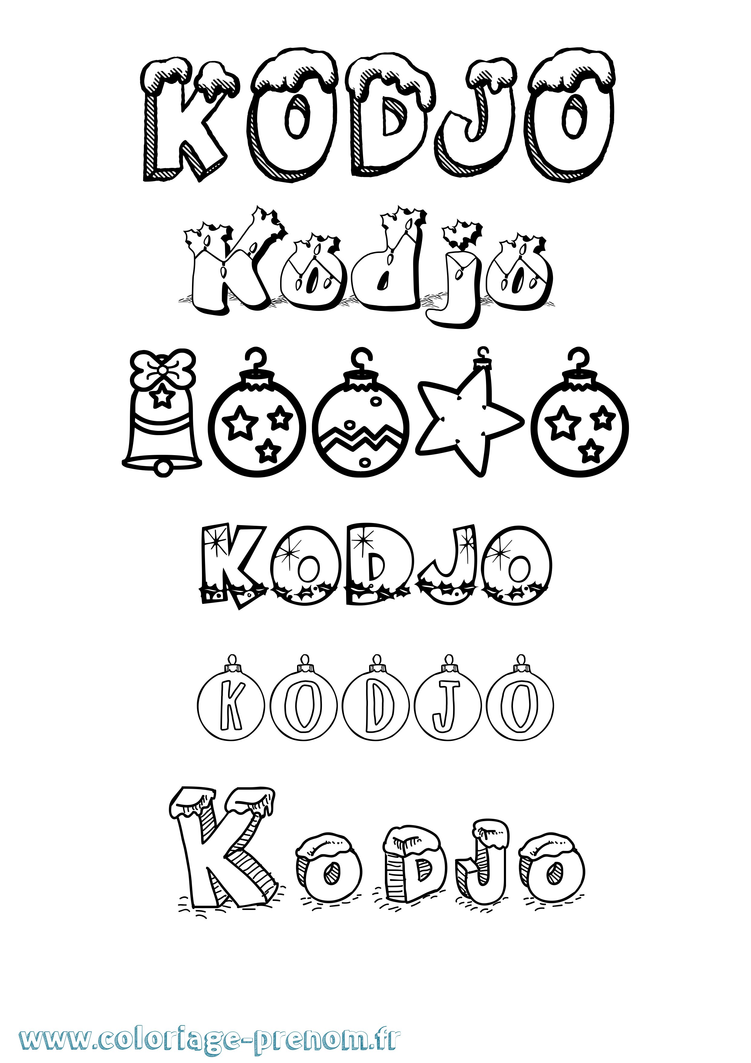Coloriage Kodjo Noël Coloriage prénom Kodjo Noël
