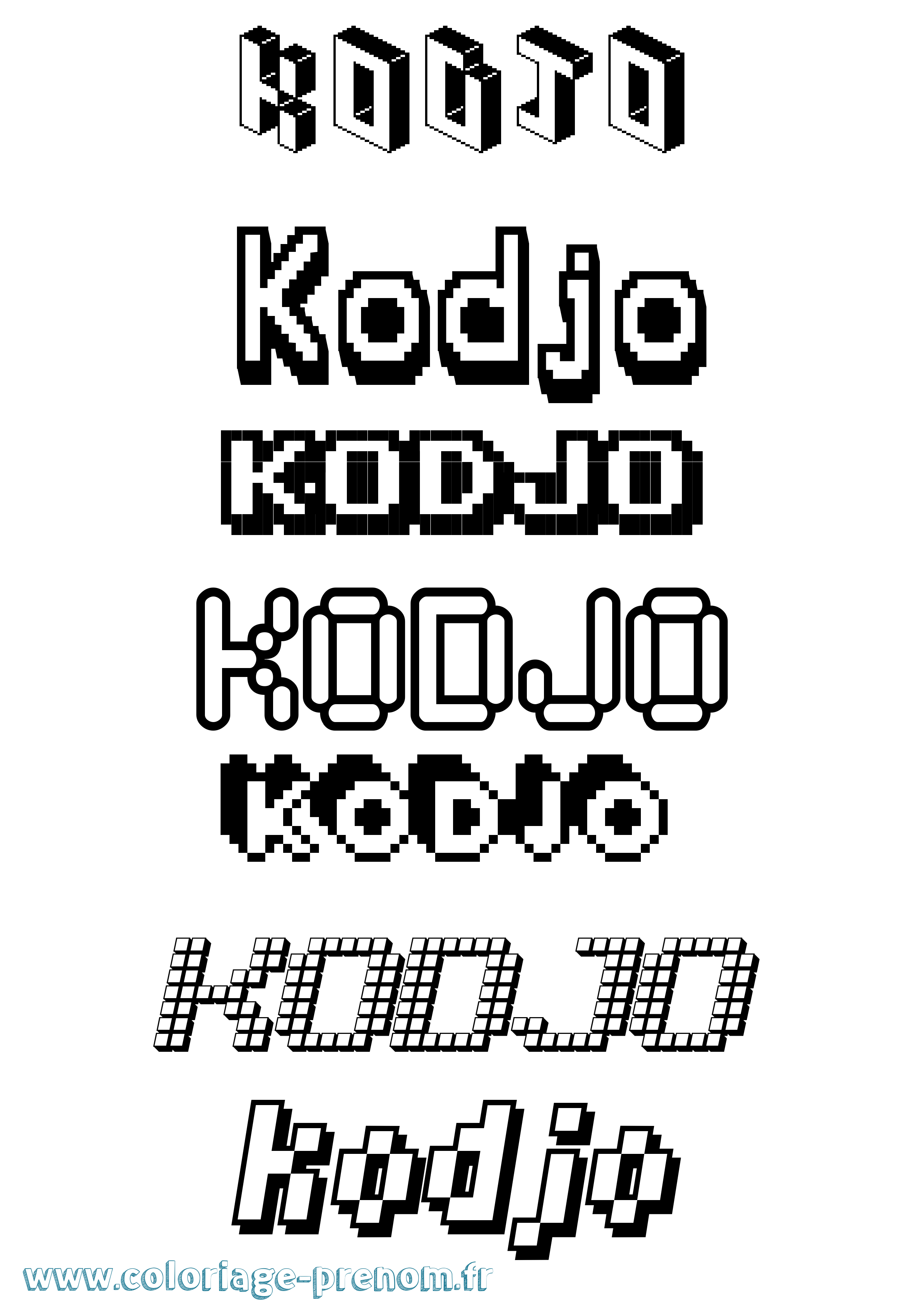 Coloriage Kodjo Pixel Coloriage prénom Kodjo Pixel