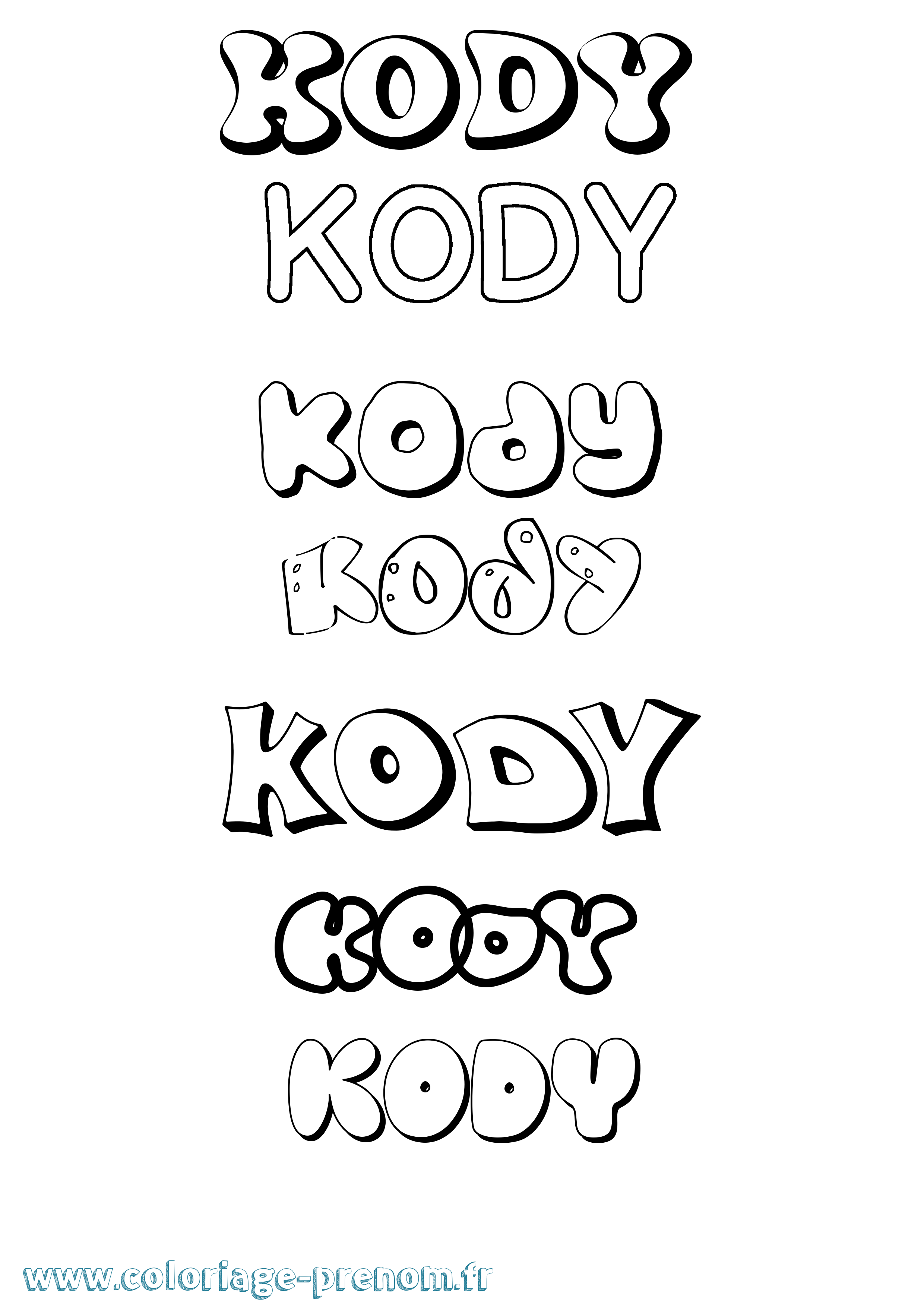 Coloriage Kody Bubble Coloriage prénom Kody Bubble