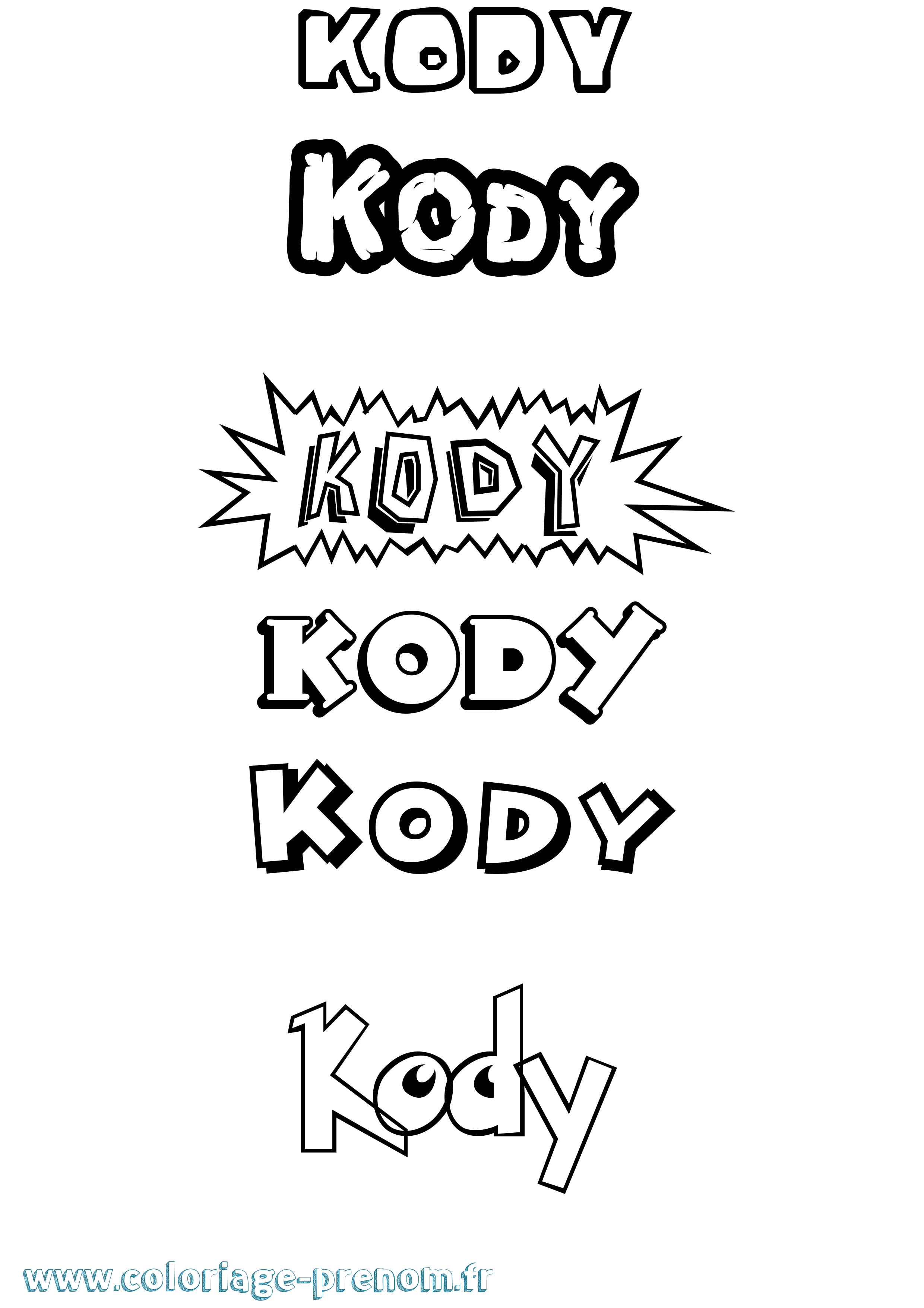 Coloriage Kody Dessin Animé Coloriage prénom Kody Dessin Animé
