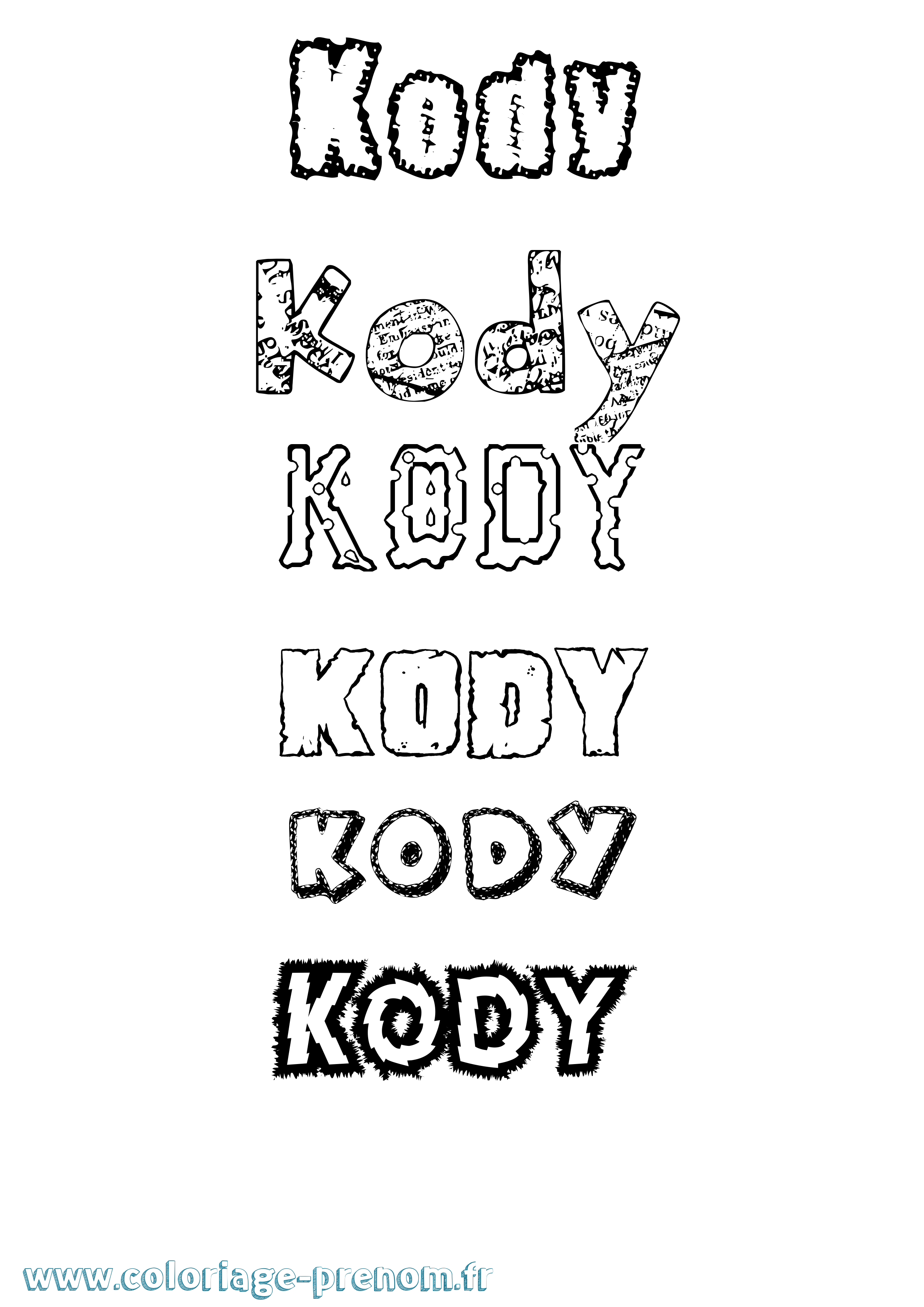 Coloriage Kody Destructuré Coloriage prénom Kody Destructuré