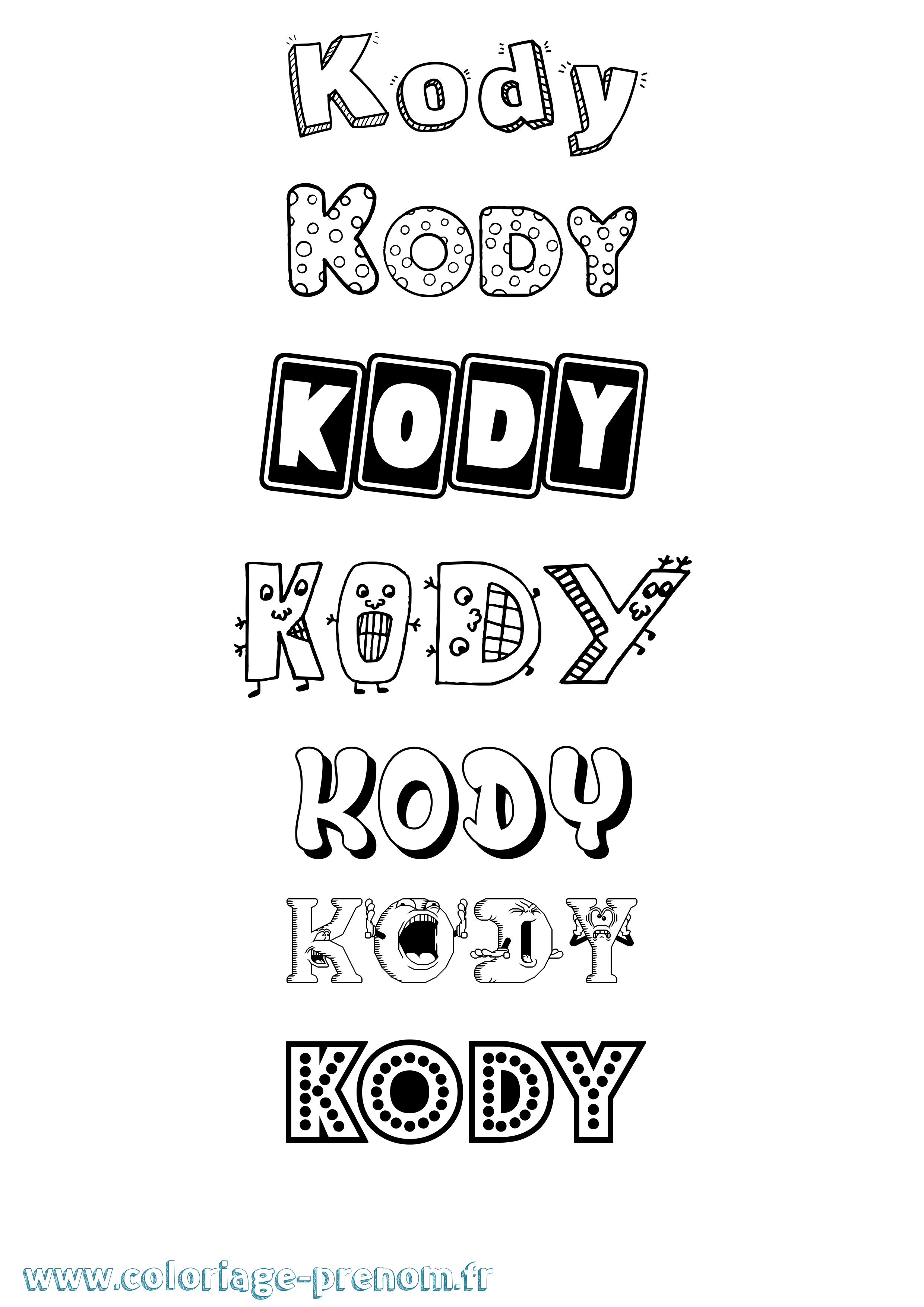 Coloriage Kody Fun Coloriage prénom Kody Fun