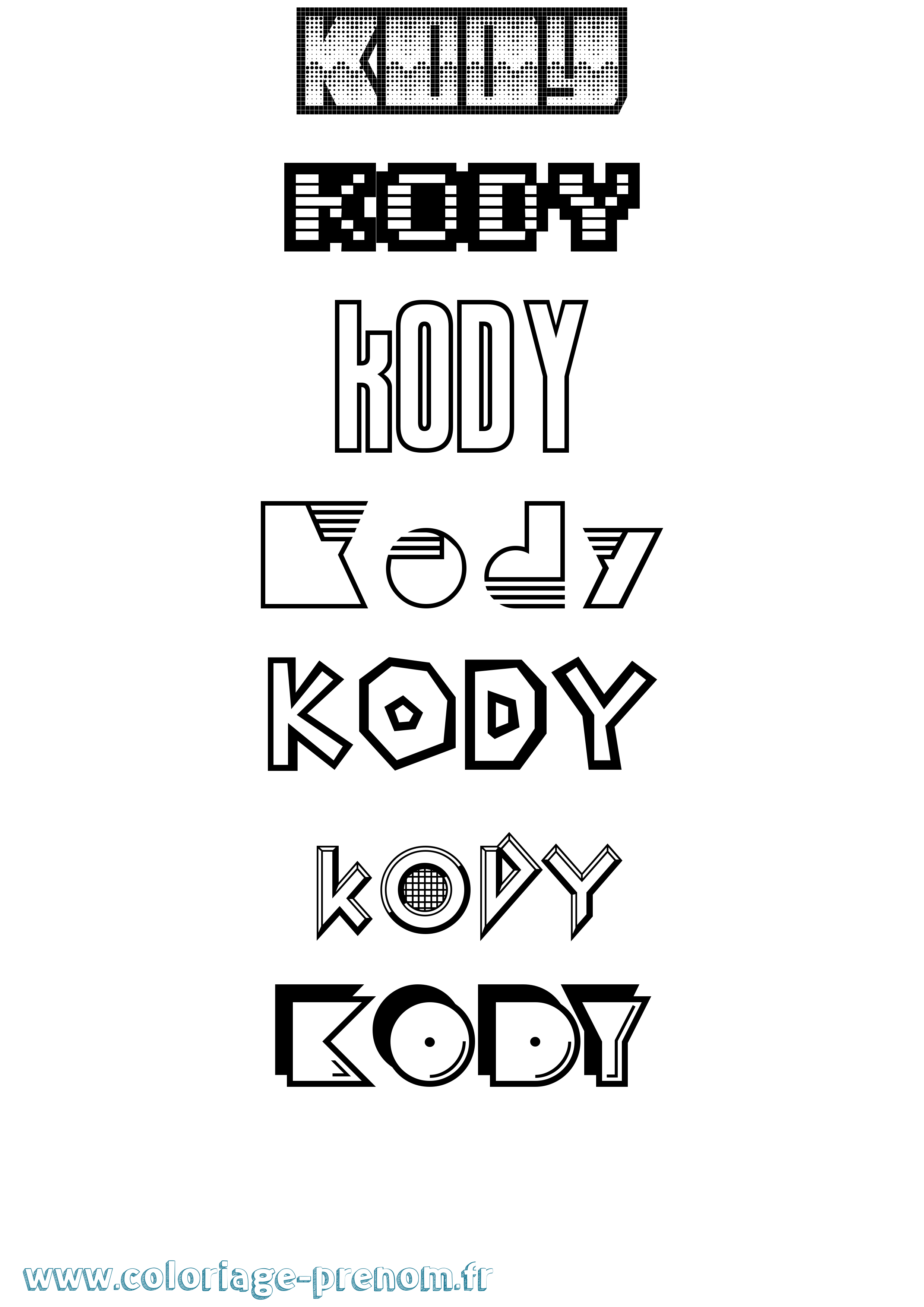 Coloriage Kody Jeux Vidéos Coloriage prénom Kody Jeux Vidéos