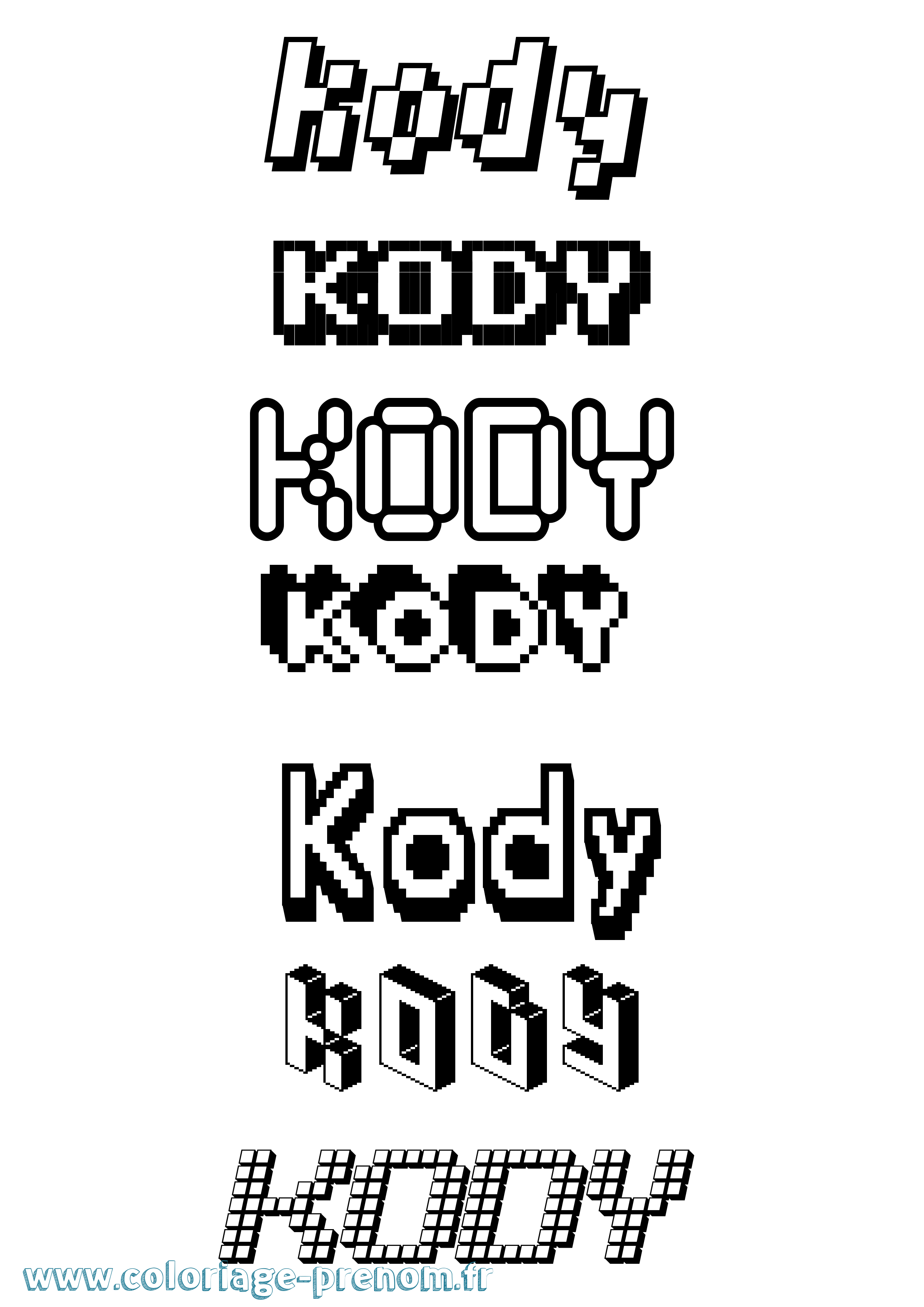 Coloriage Kody Pixel Coloriage prénom Kody Pixel