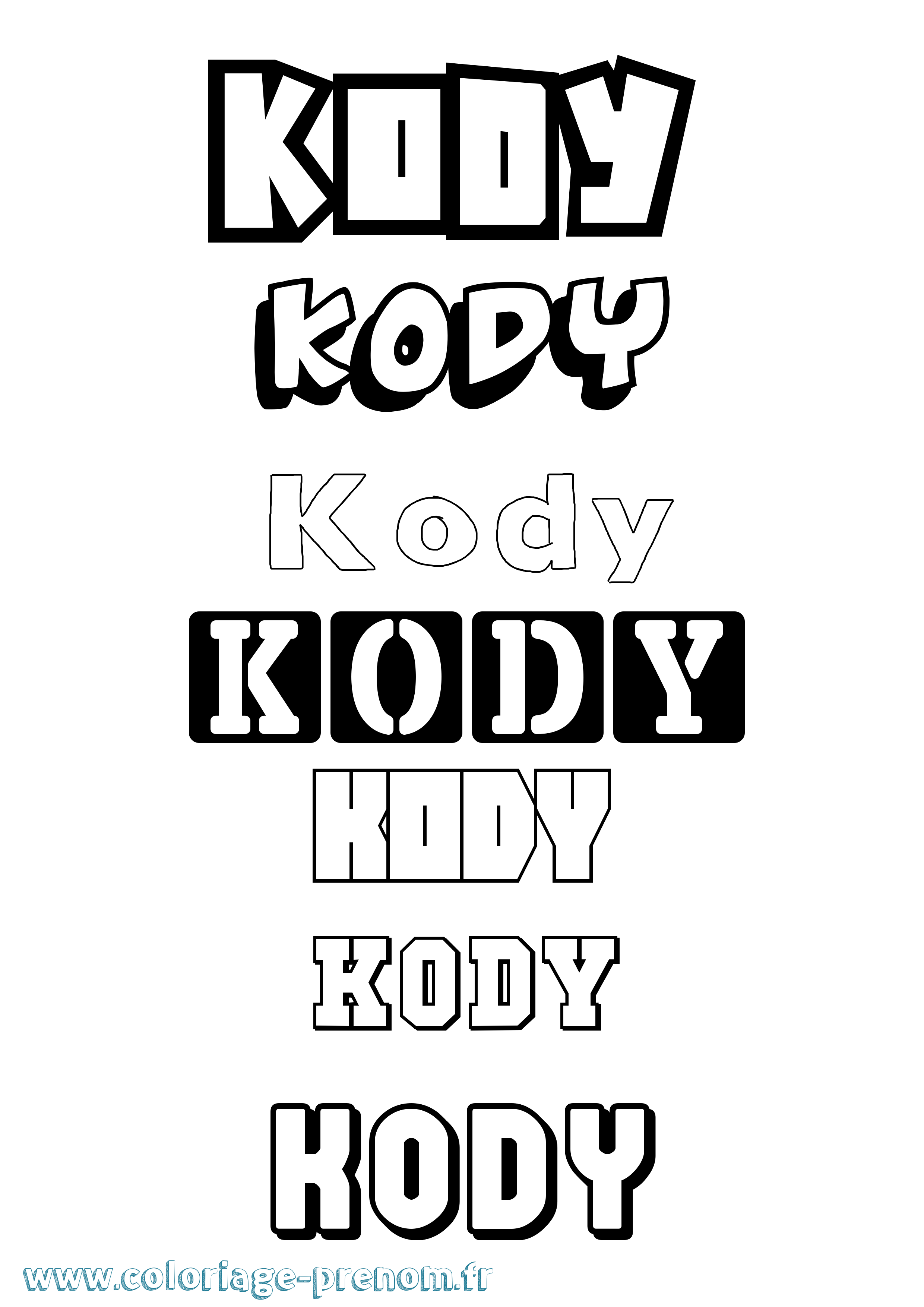 Coloriage Kody Simple Coloriage prénom Kody Simple