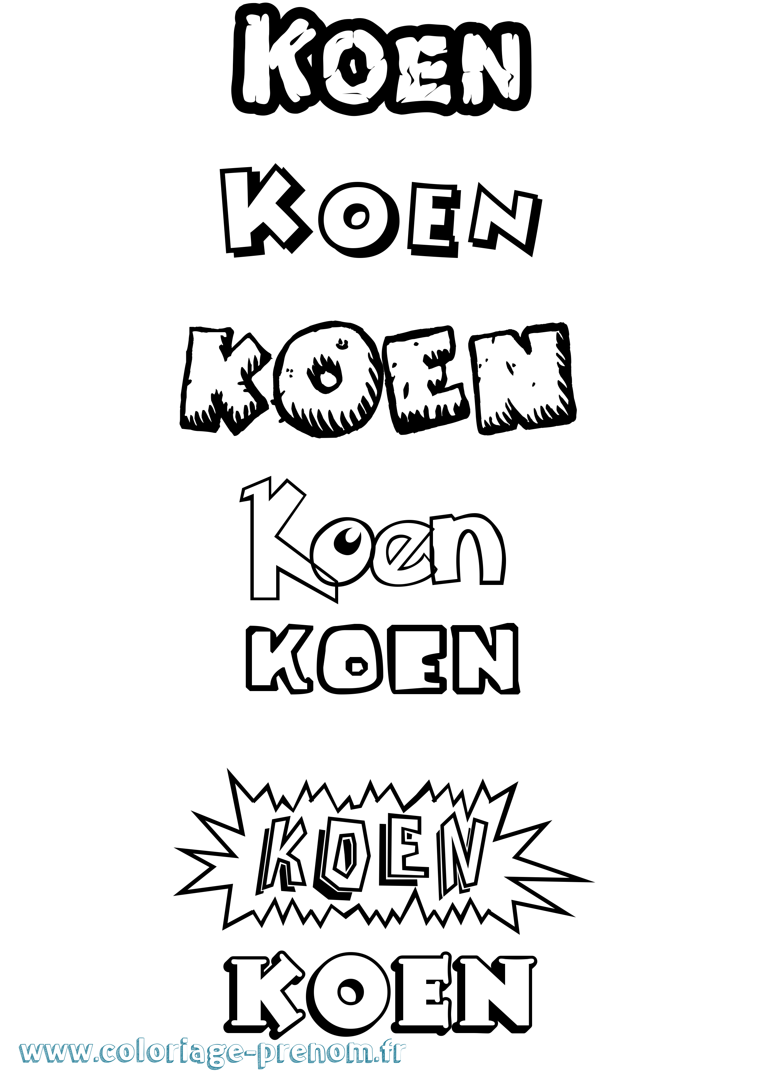 Coloriage Koen Dessin Animé Coloriage prénom Koen Dessin Animé