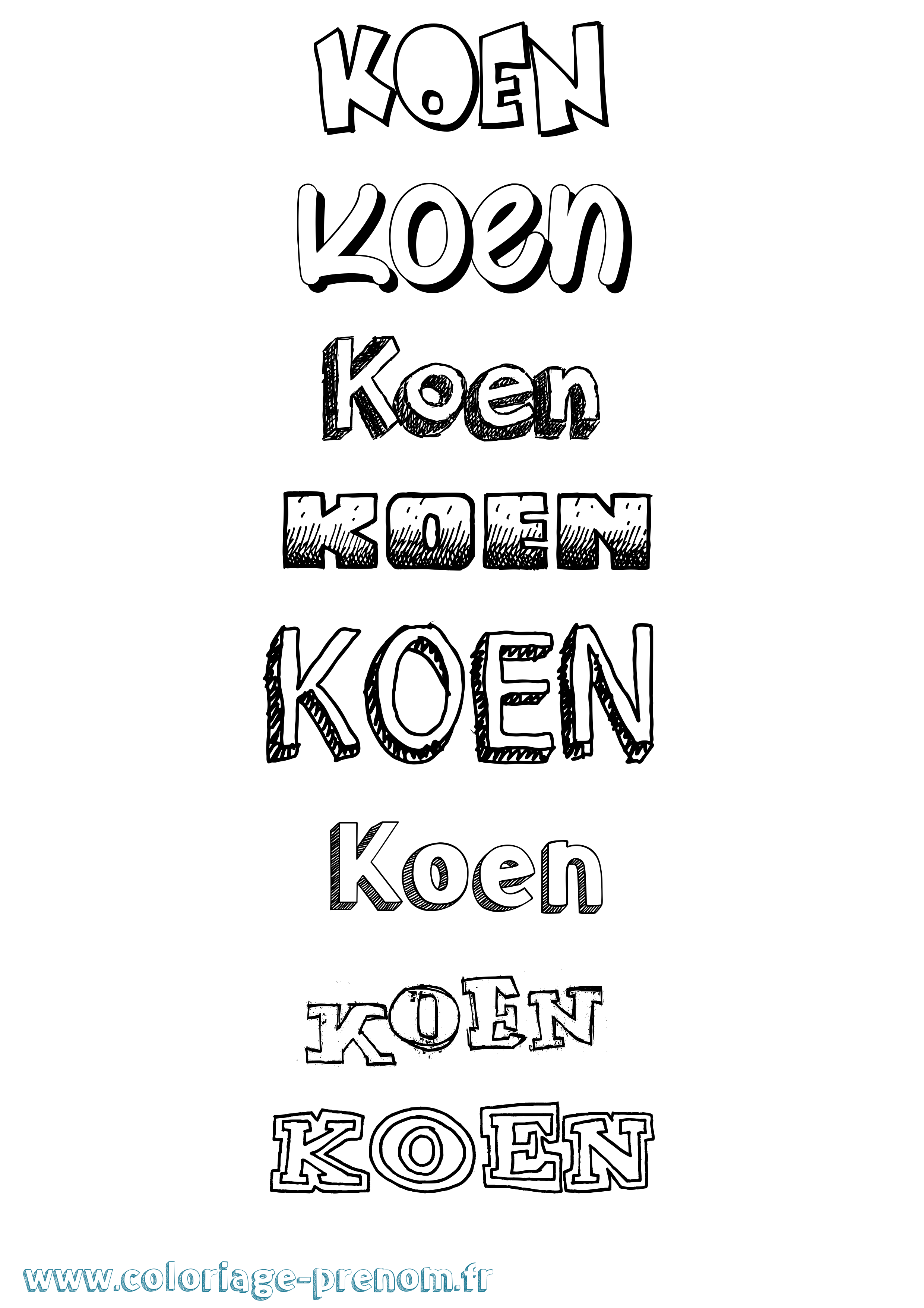 Coloriage Koen Dessiné Coloriage prénom Koen Dessiné