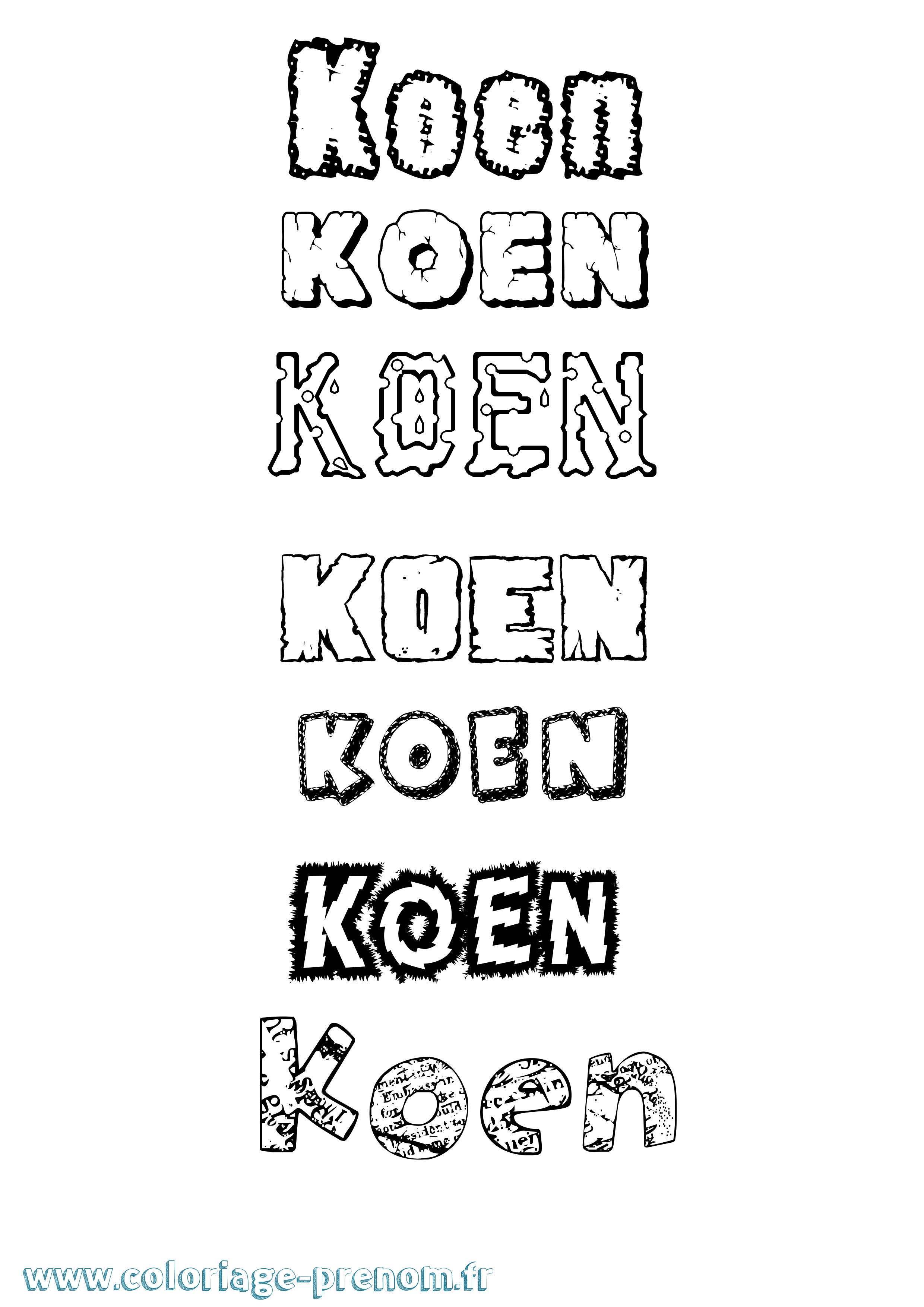 Coloriage Koen Destructuré Coloriage prénom Koen Destructuré