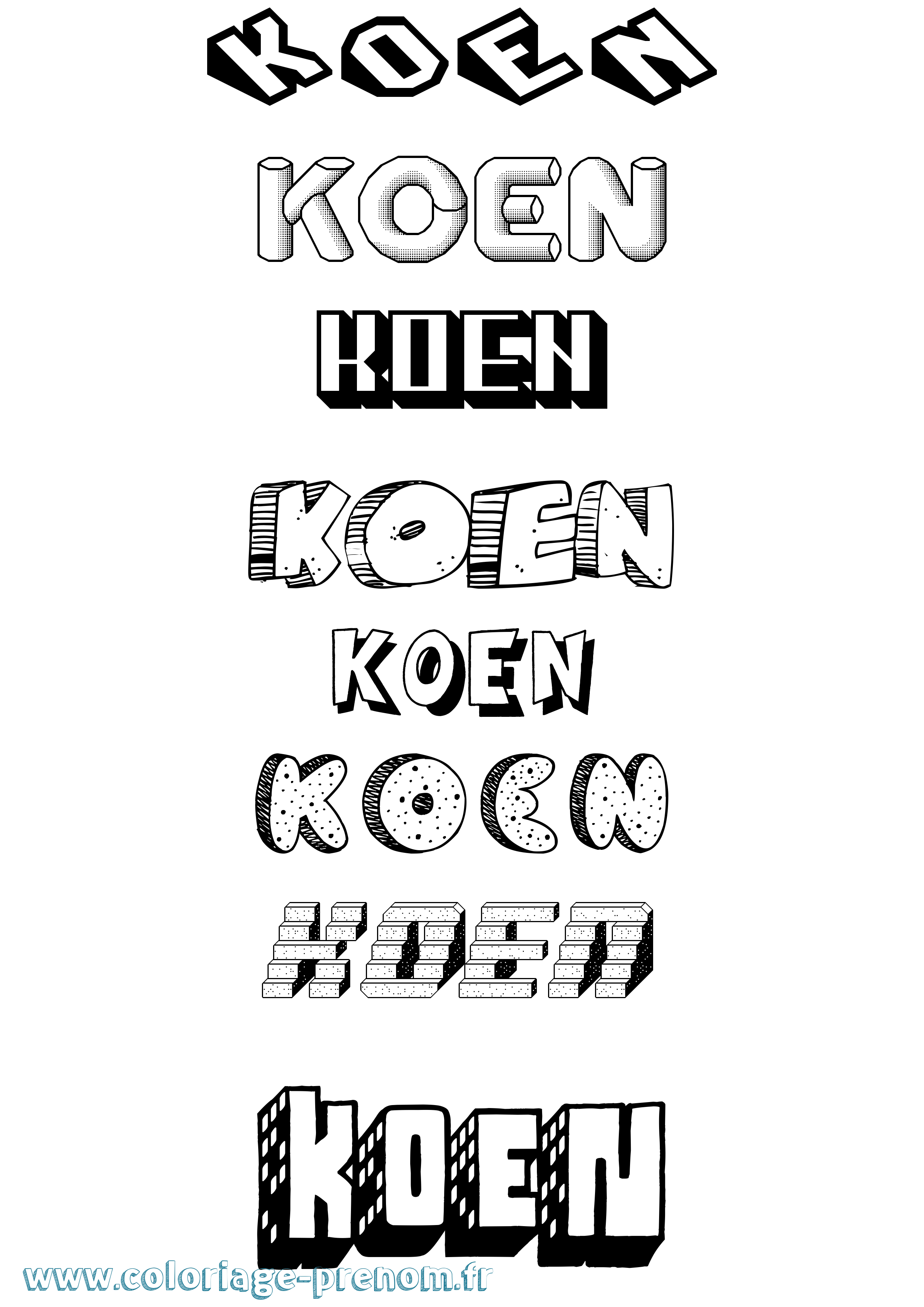 Coloriage Koen Effet 3D Coloriage prénom Koen Effet 3D