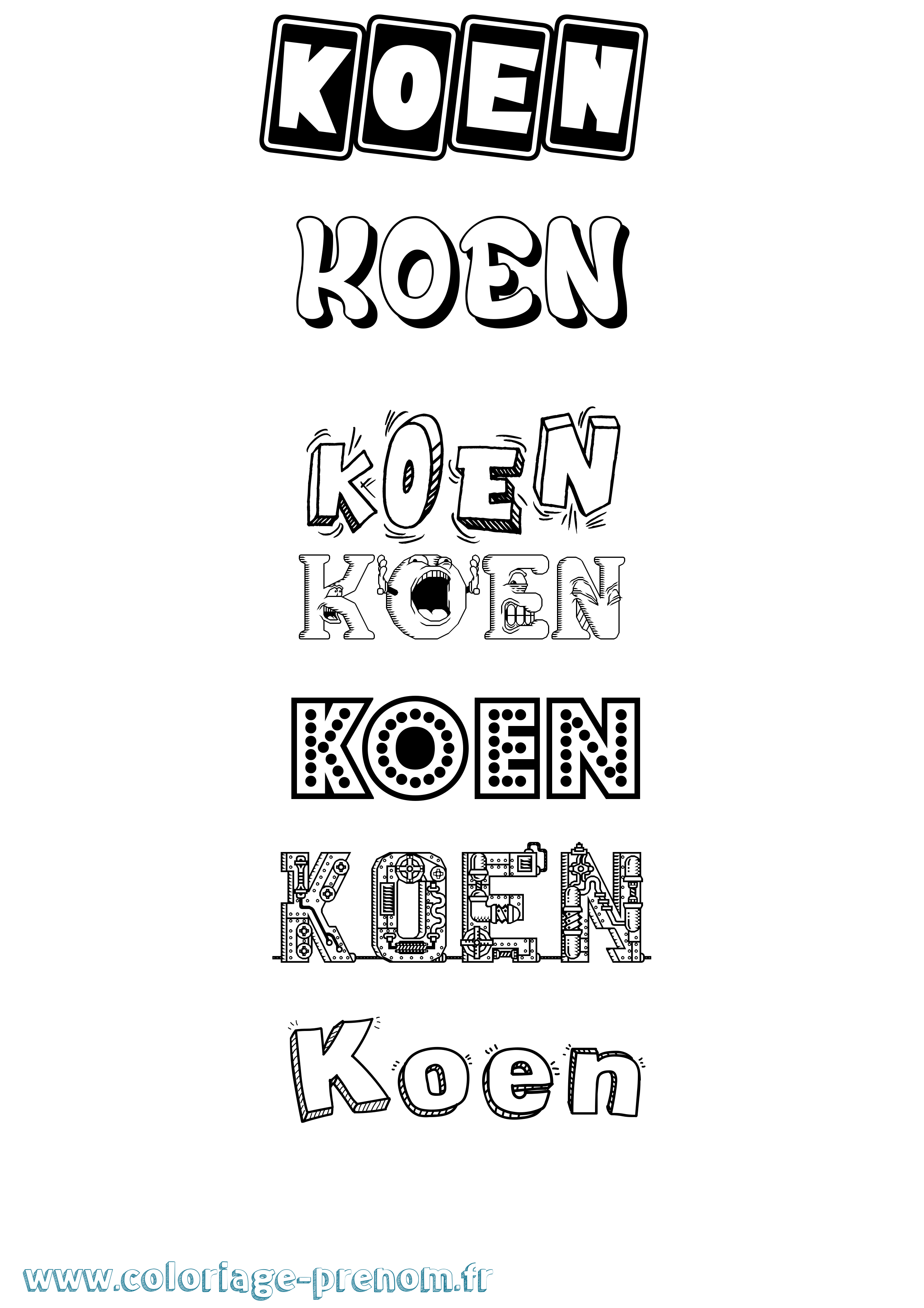 Coloriage Koen Fun Coloriage prénom Koen Fun