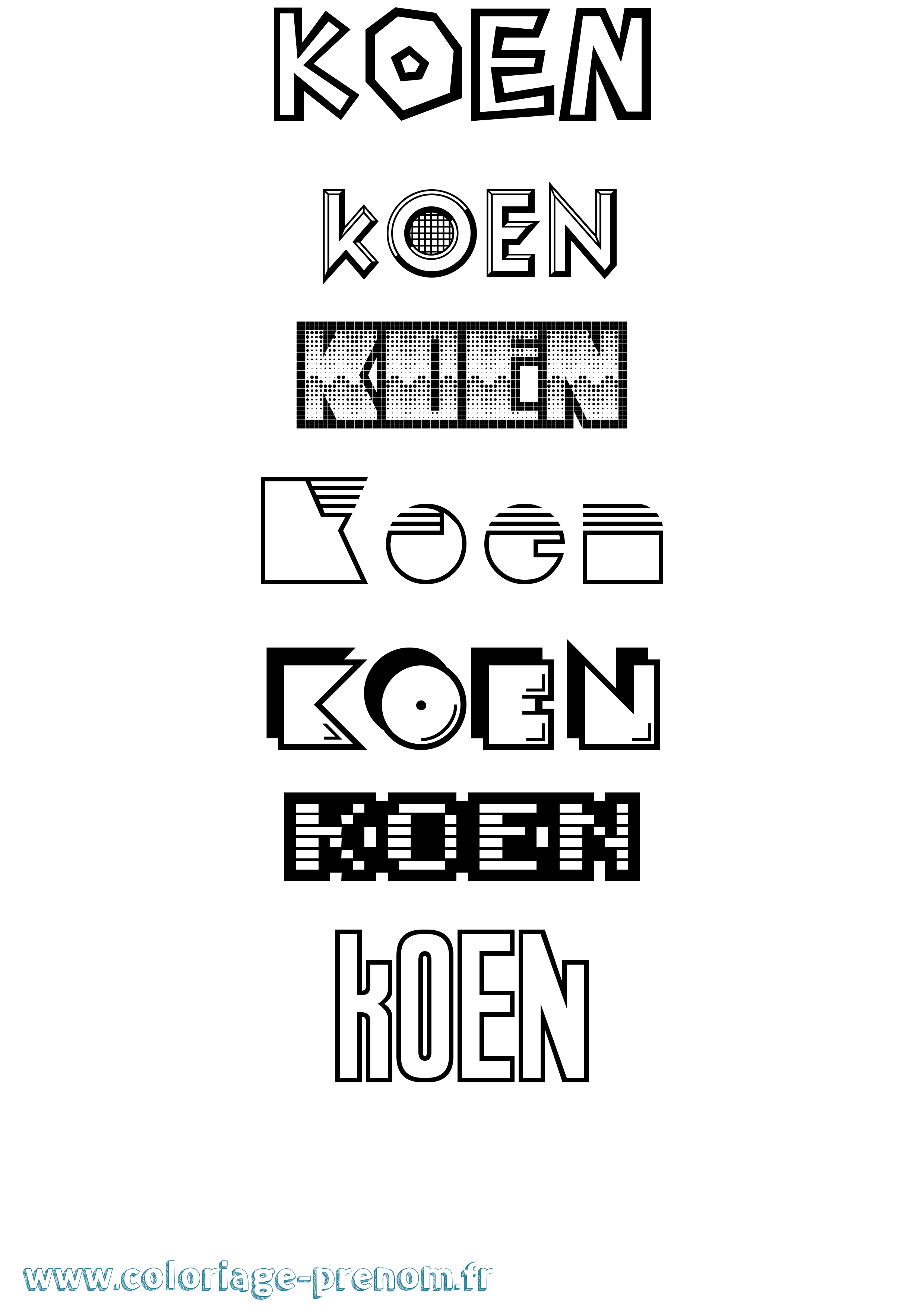 Coloriage Koen Jeux Vidéos Coloriage prénom Koen Jeux Vidéos