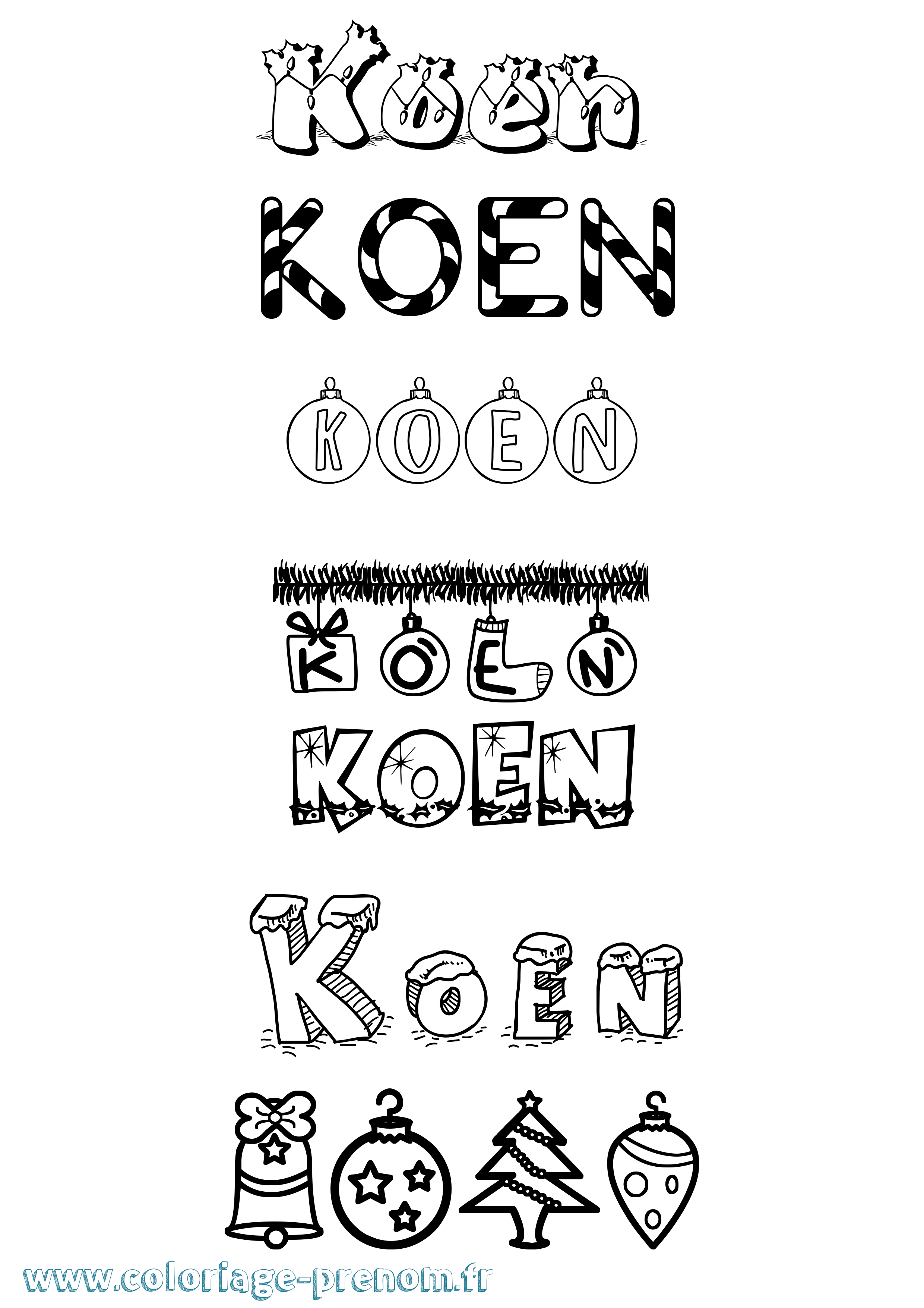 Coloriage Koen Noël Coloriage prénom Koen Noël