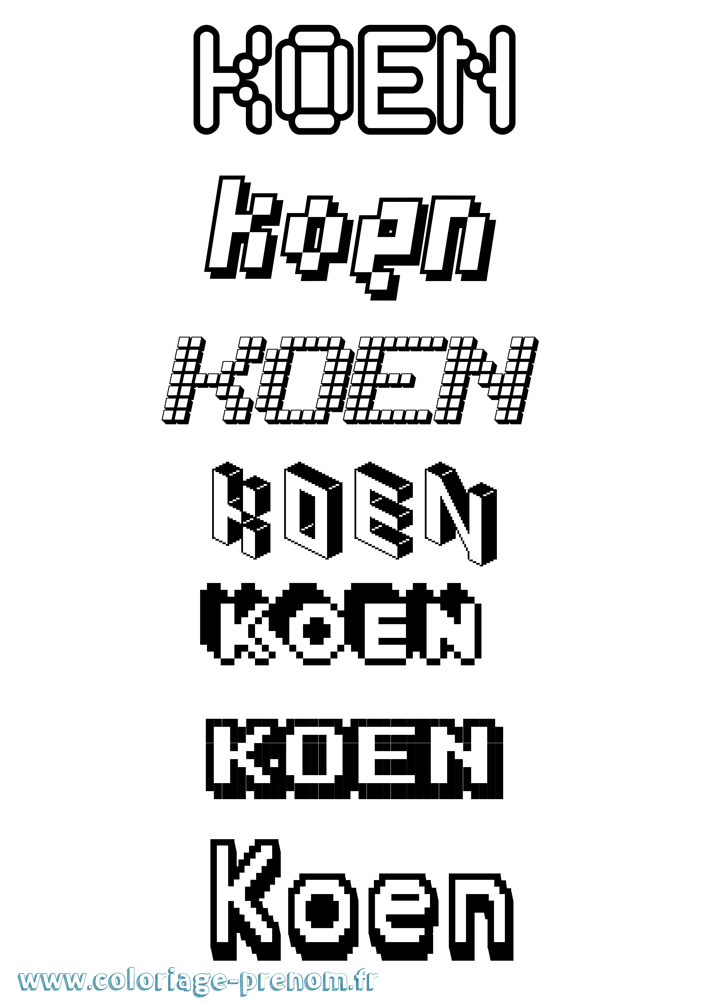 Coloriage Koen Pixel Coloriage prénom Koen Pixel