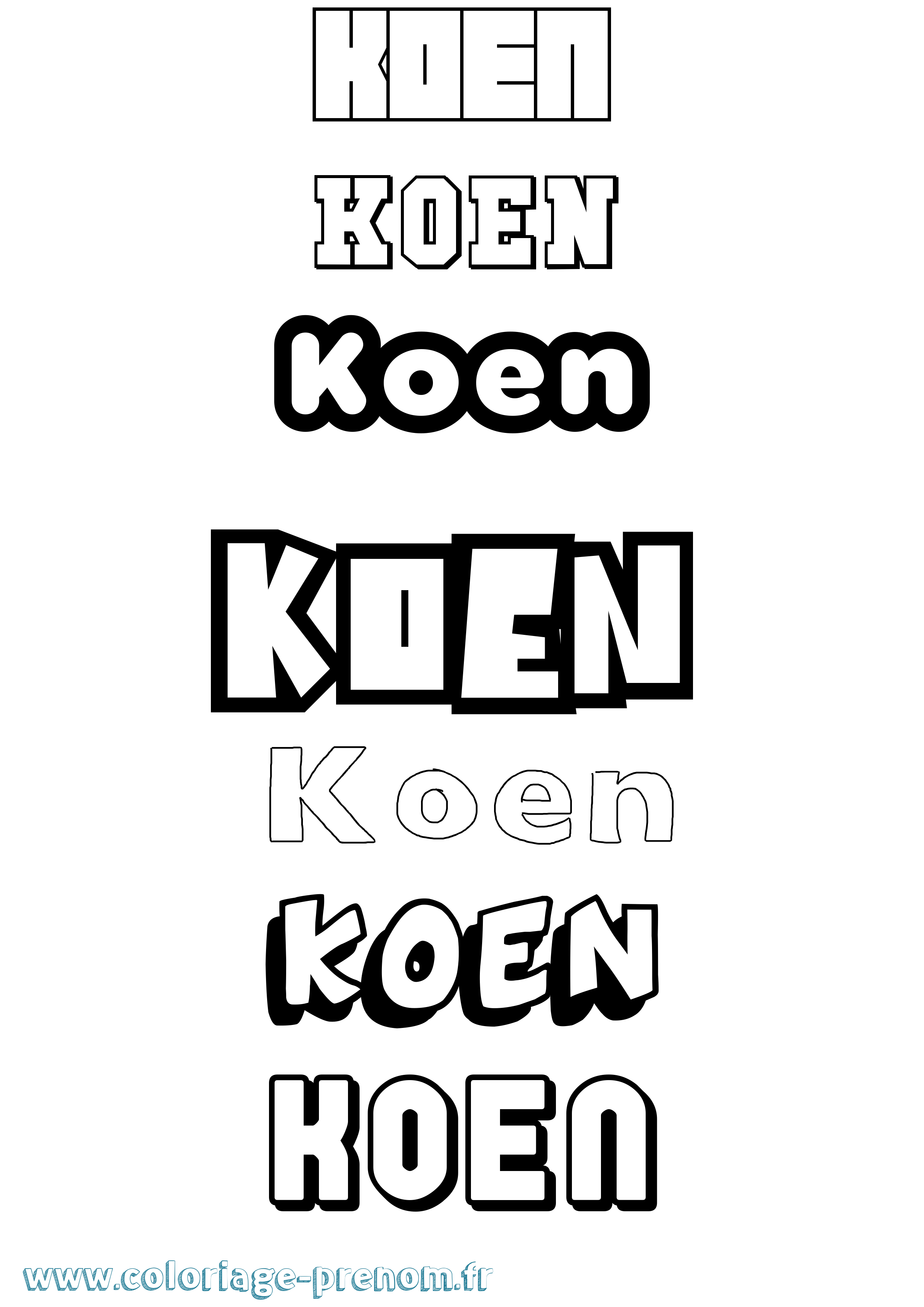 Coloriage Koen Simple Coloriage prénom Koen Simple