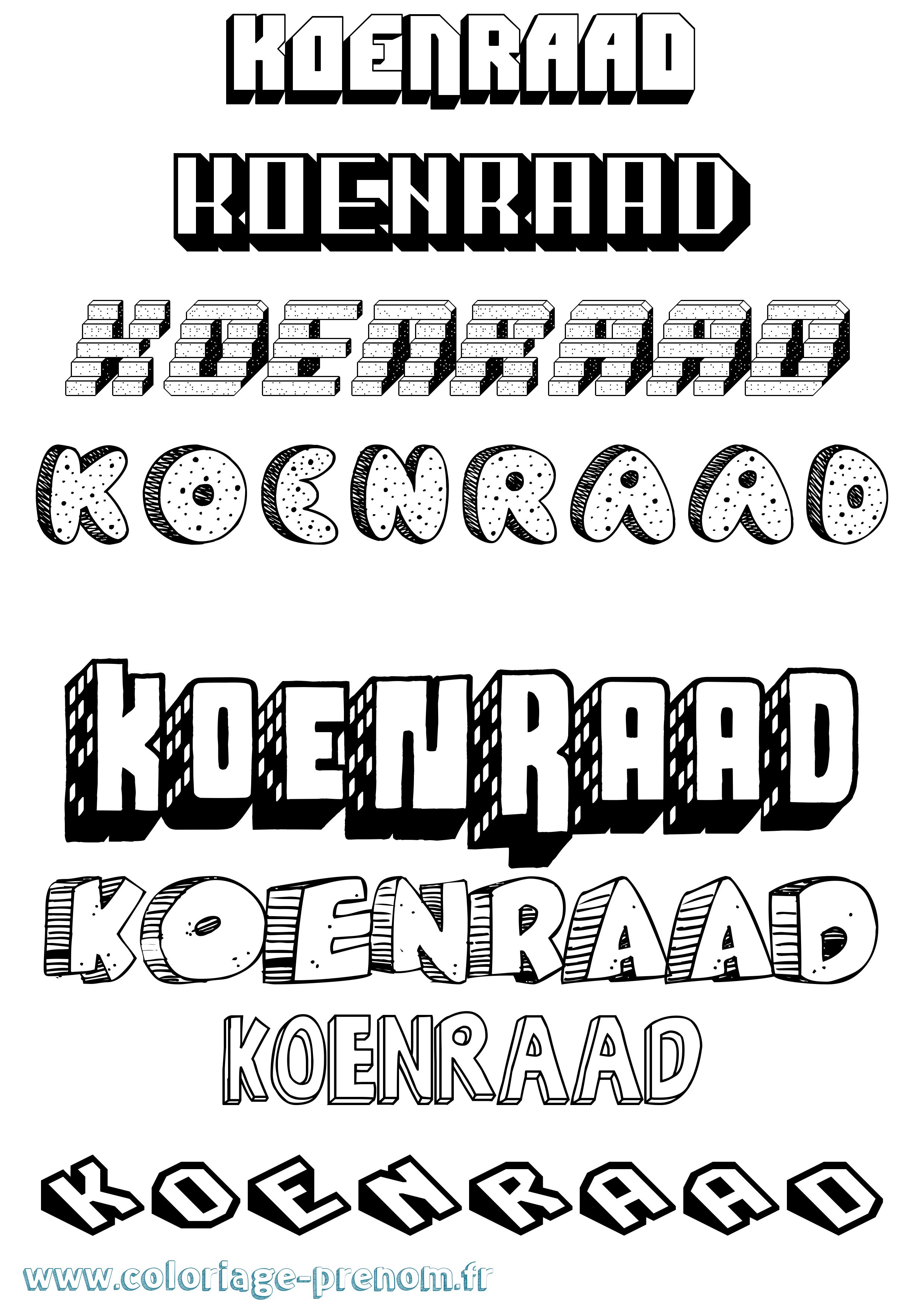 Coloriage Koenraad Effet 3D Coloriage prénom Koenraad Effet 3D