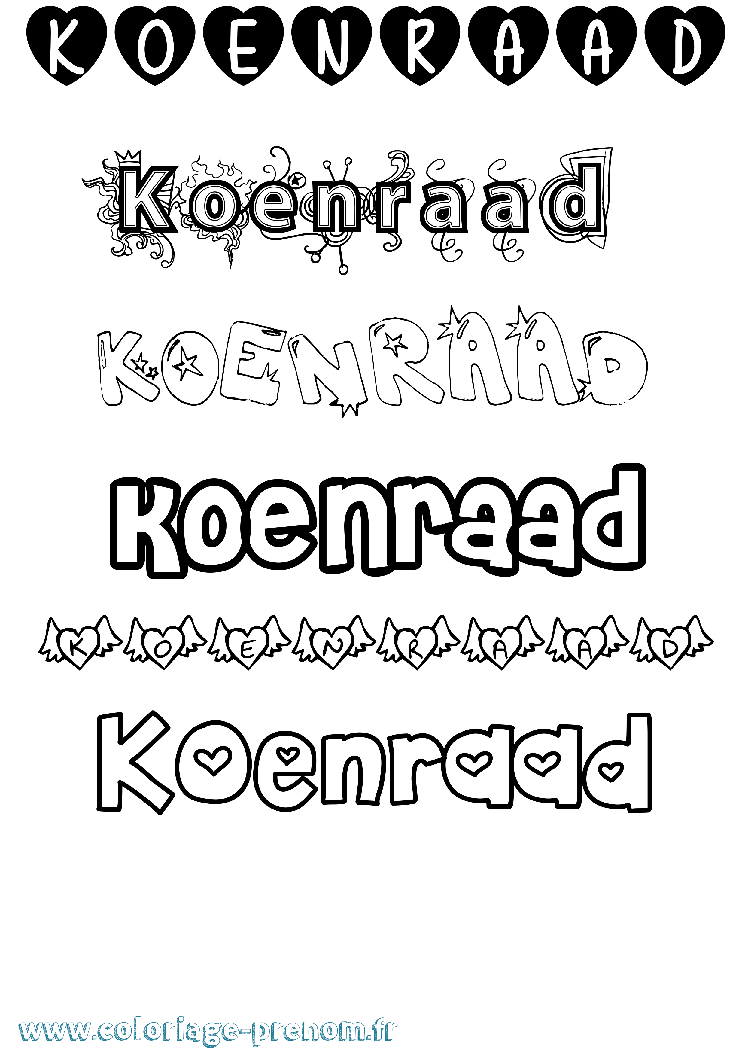 Coloriage Koenraad Girly Coloriage prénom Koenraad Girly