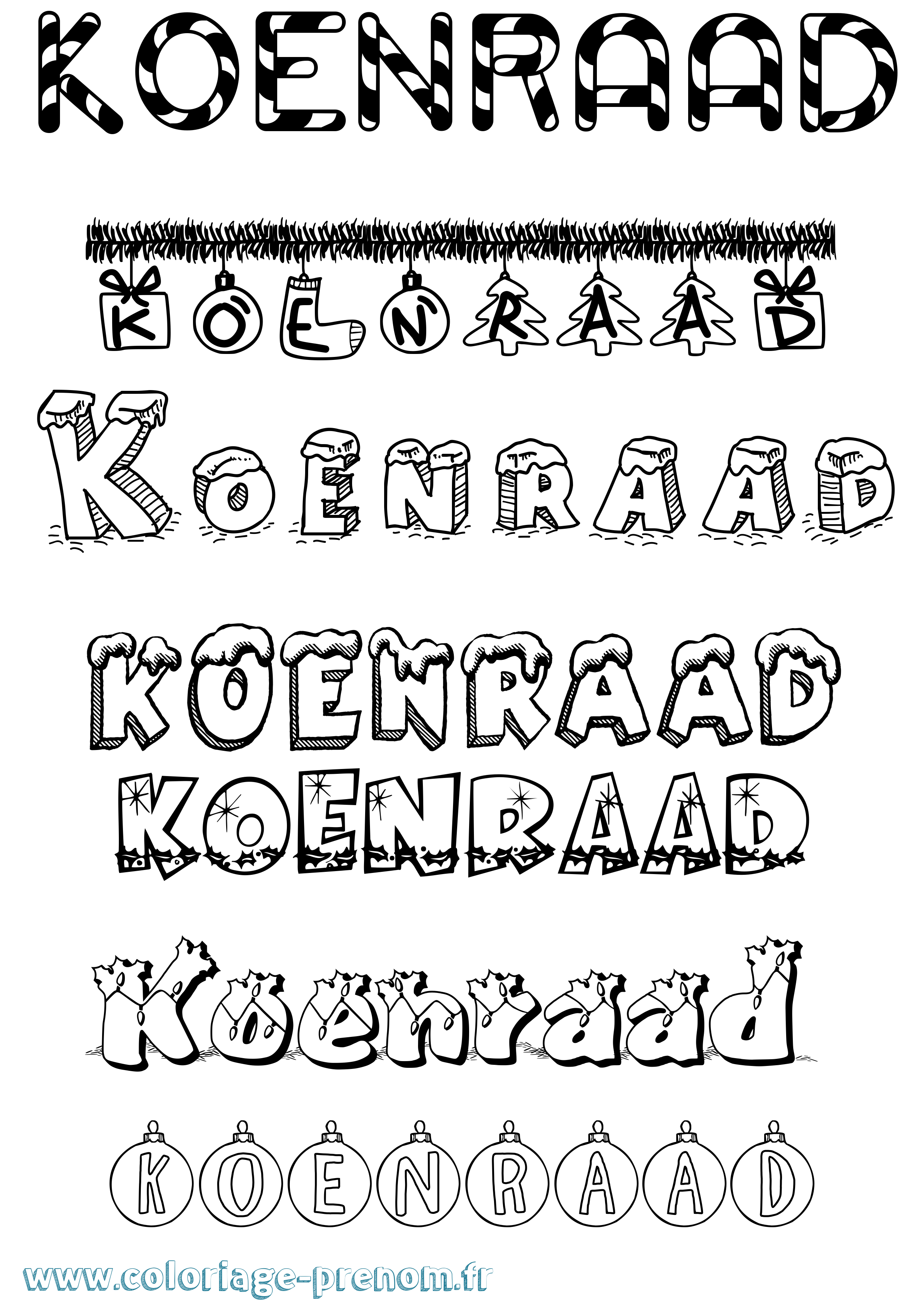 Coloriage Koenraad Noël Coloriage prénom Koenraad Noël