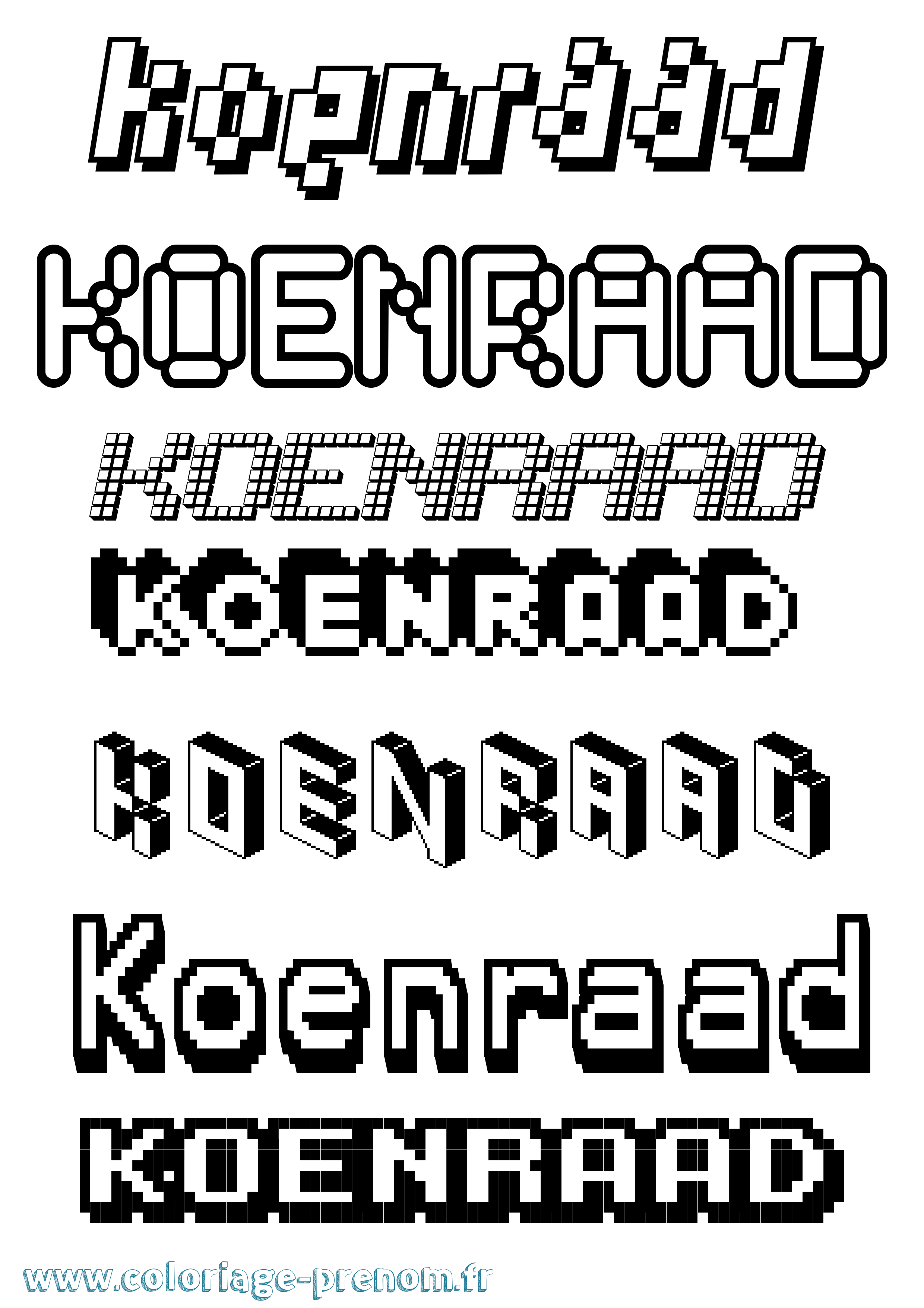 Coloriage Koenraad Pixel Coloriage prénom Koenraad Pixel