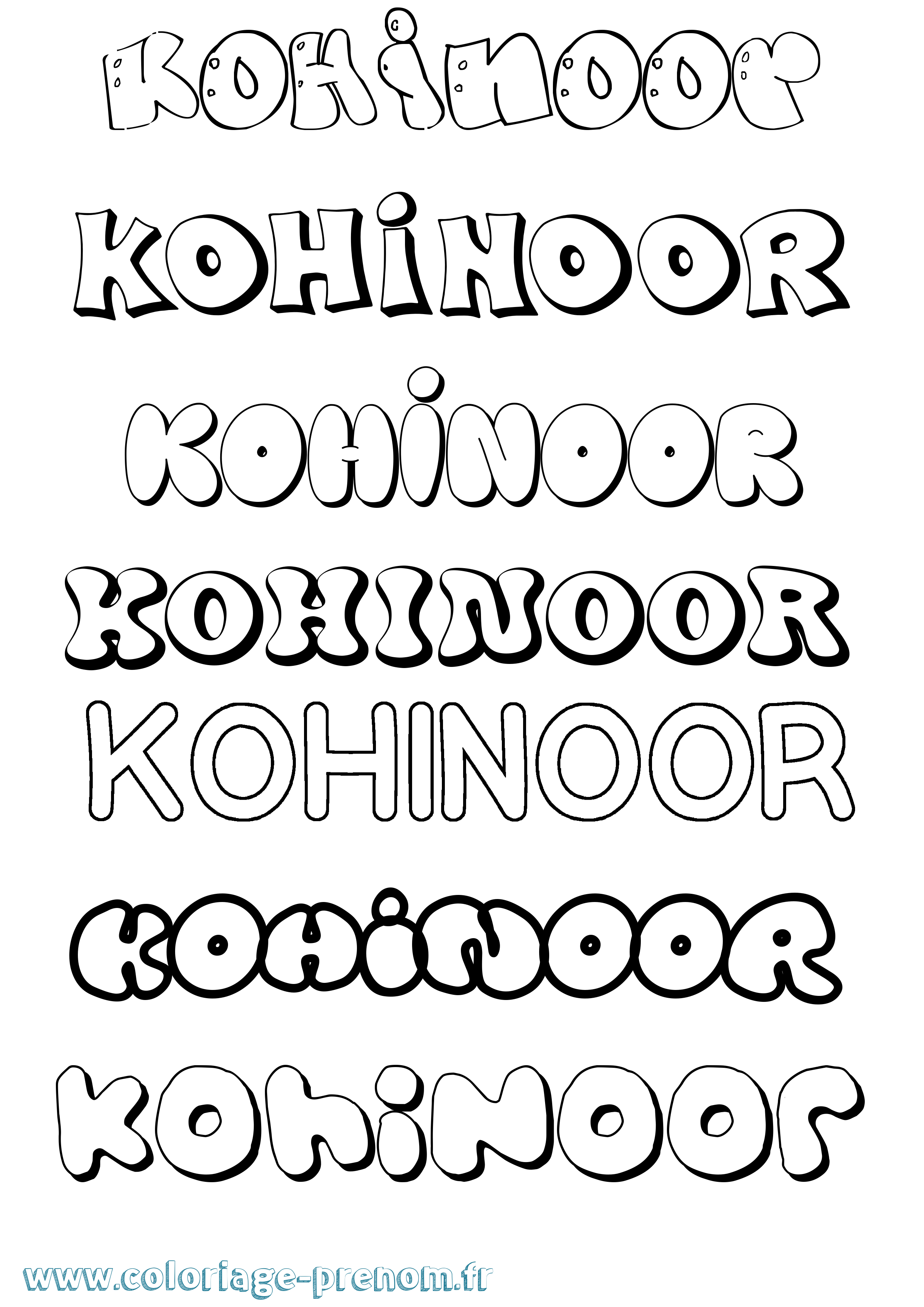 Coloriage Kohinoor Bubble Coloriage prénom Kohinoor Bubble