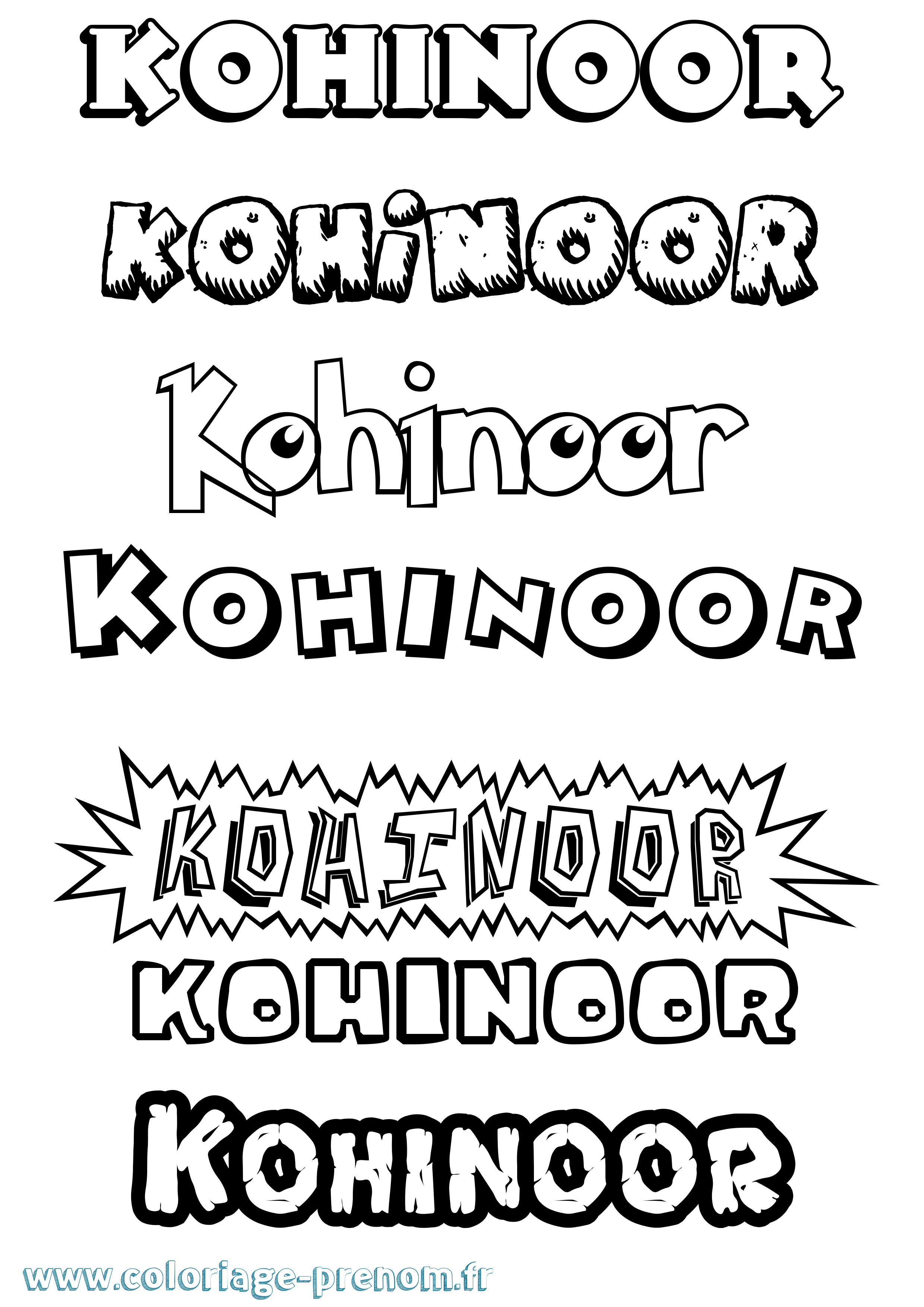 Coloriage Kohinoor Dessin Animé Coloriage prénom Kohinoor Dessin Animé