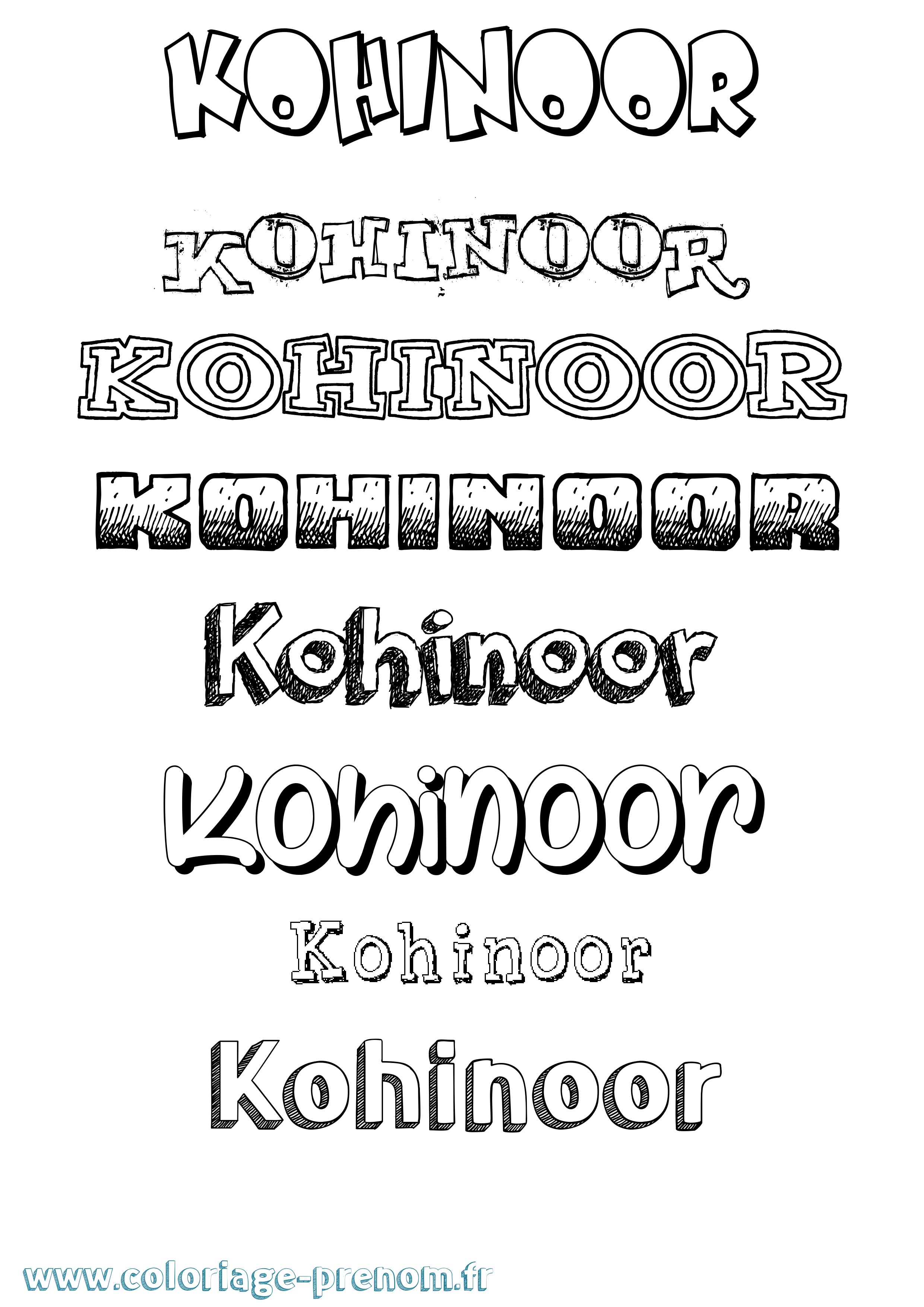 Coloriage Kohinoor Dessiné Coloriage prénom Kohinoor Dessiné