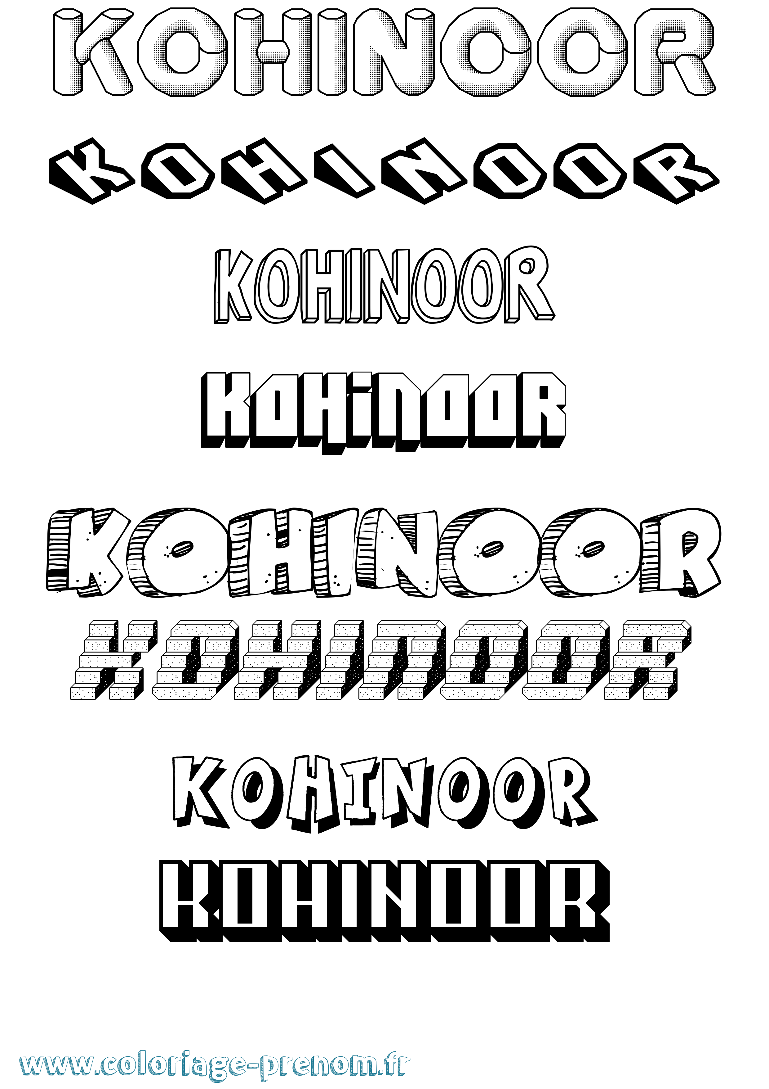 Coloriage Kohinoor Effet 3D Coloriage prénom Kohinoor Effet 3D
