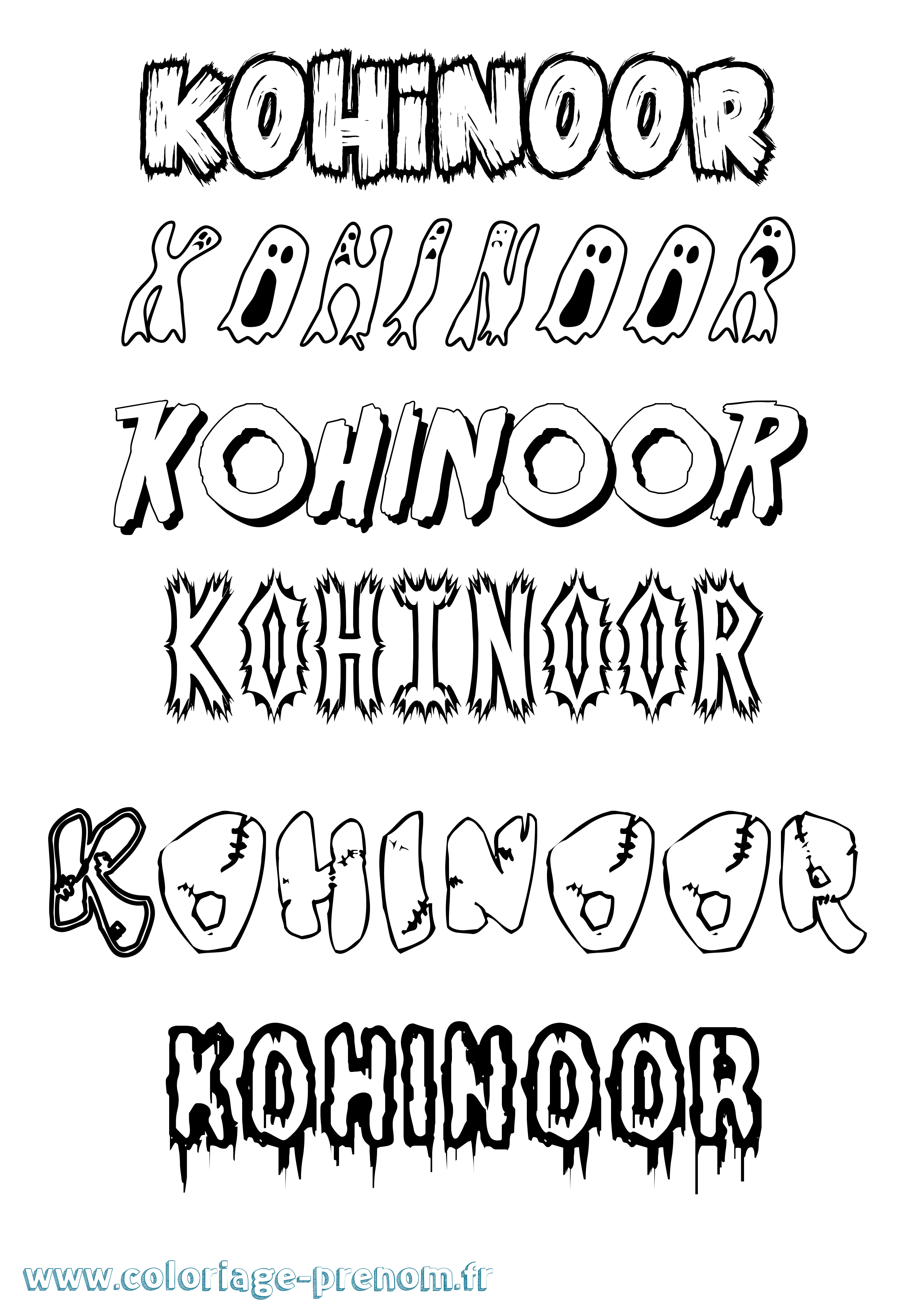 Coloriage Kohinoor Frisson Coloriage prénom Kohinoor Frisson