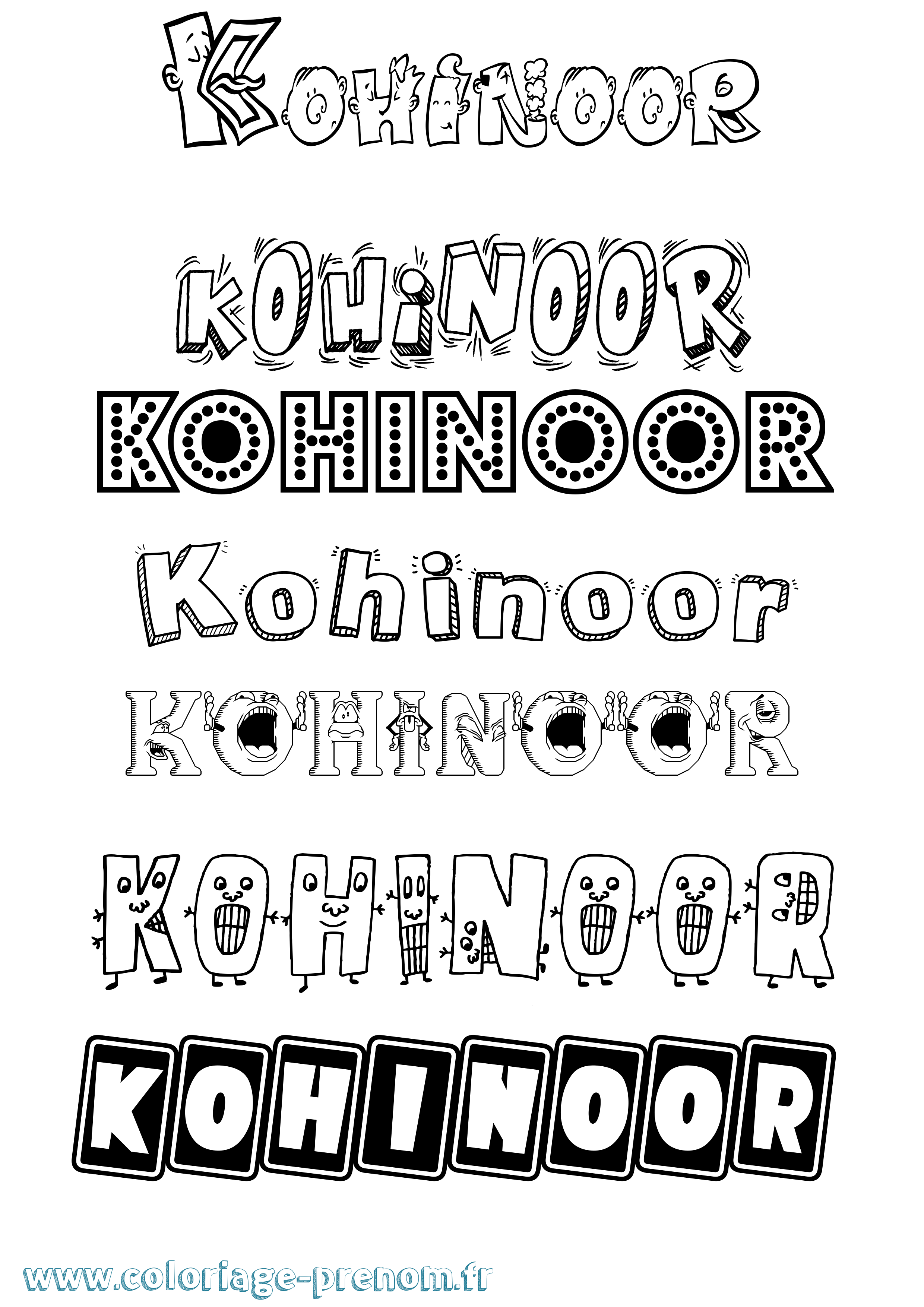 Coloriage Kohinoor Fun Coloriage prénom Kohinoor Fun