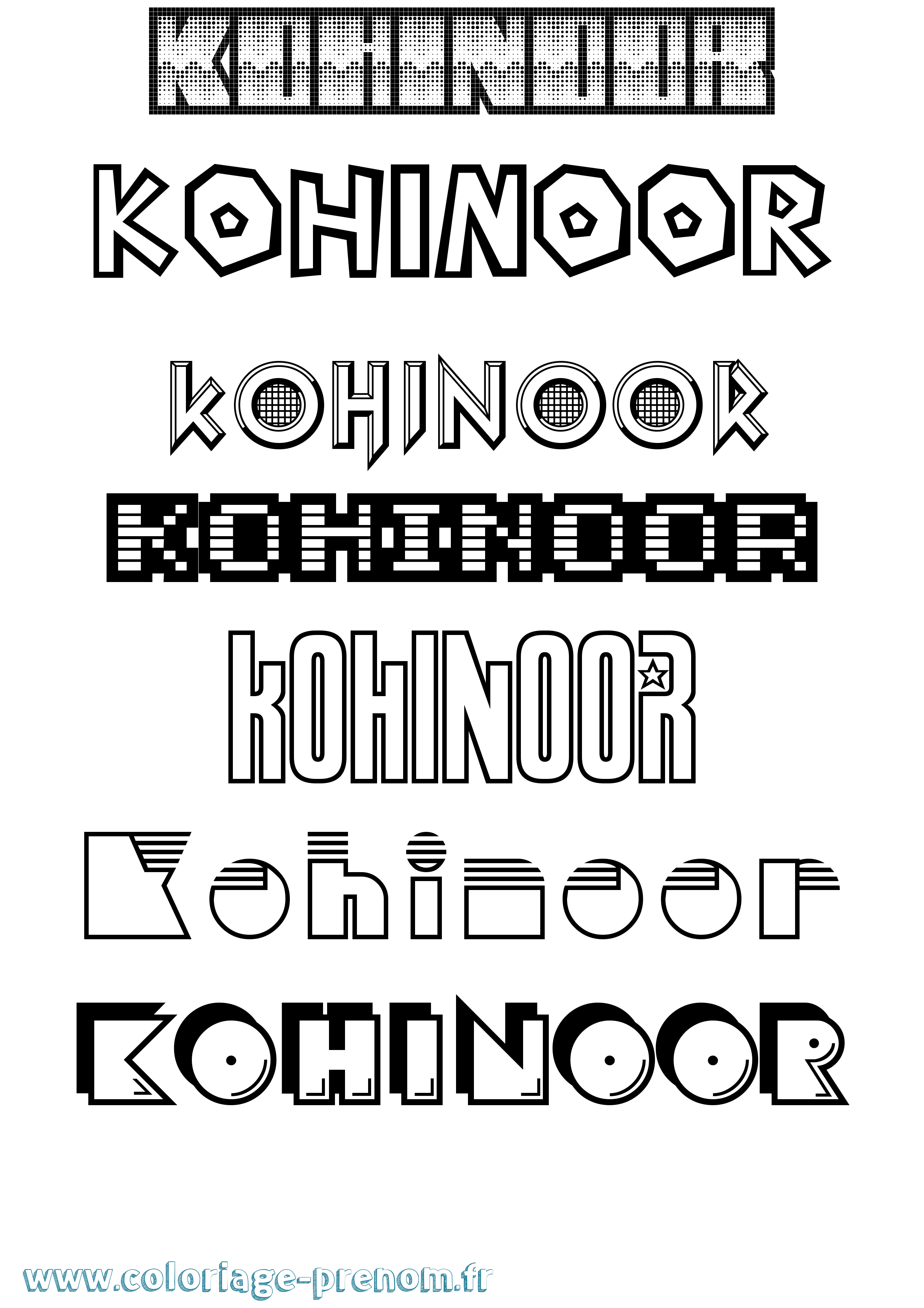 Coloriage Kohinoor Jeux Vidéos Coloriage prénom Kohinoor Jeux Vidéos