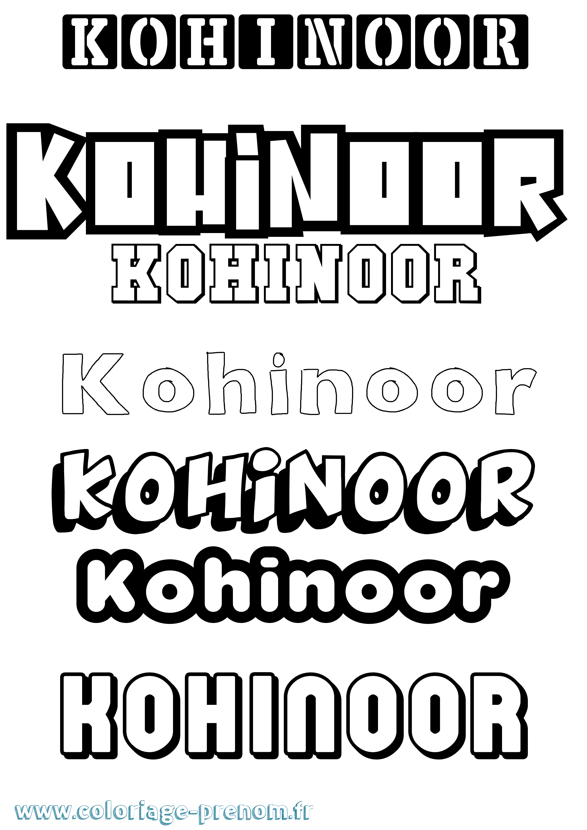 Coloriage Kohinoor Simple Coloriage prénom Kohinoor Simple