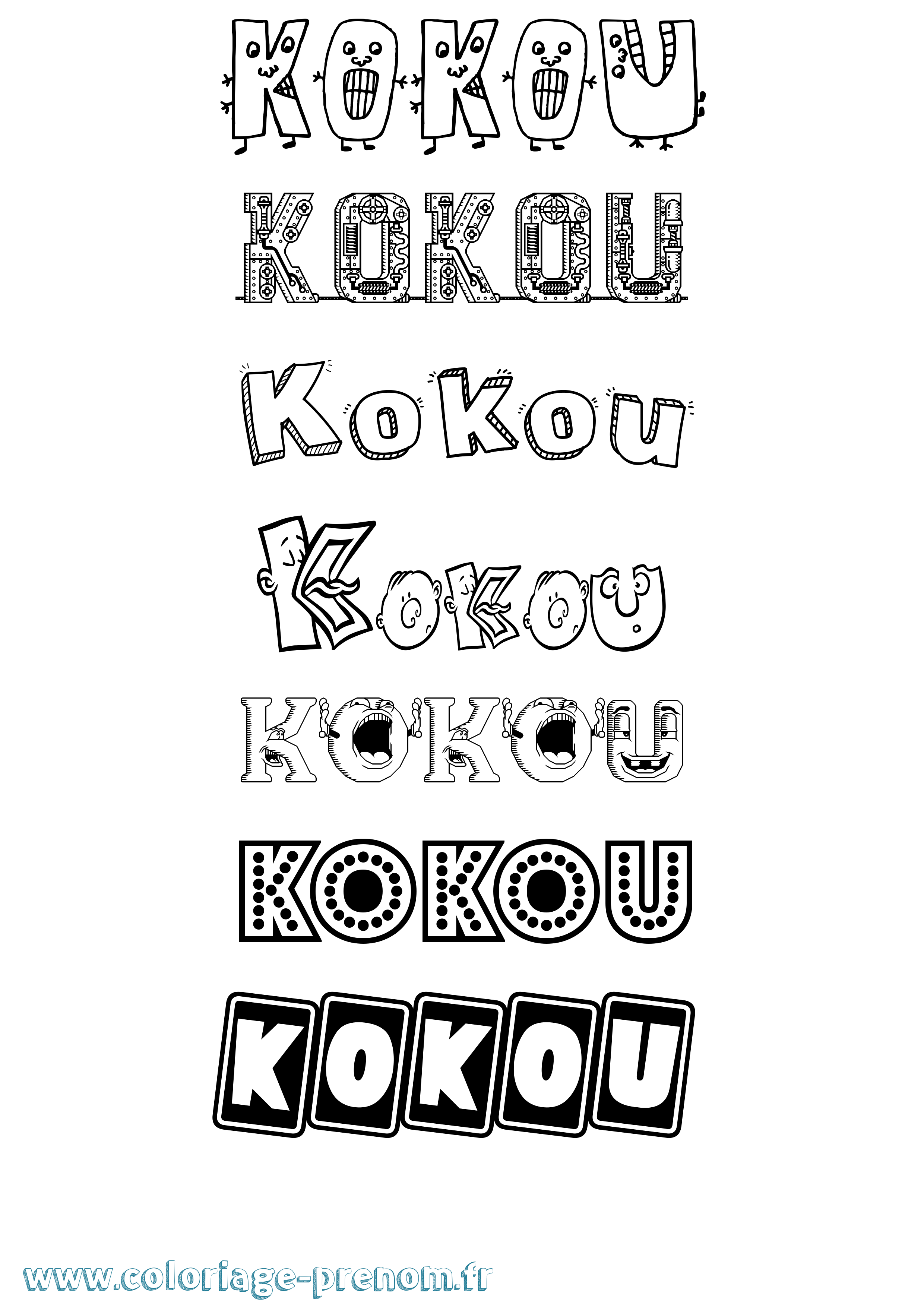 Coloriage Kokou Fun Coloriage prénom Kokou Fun