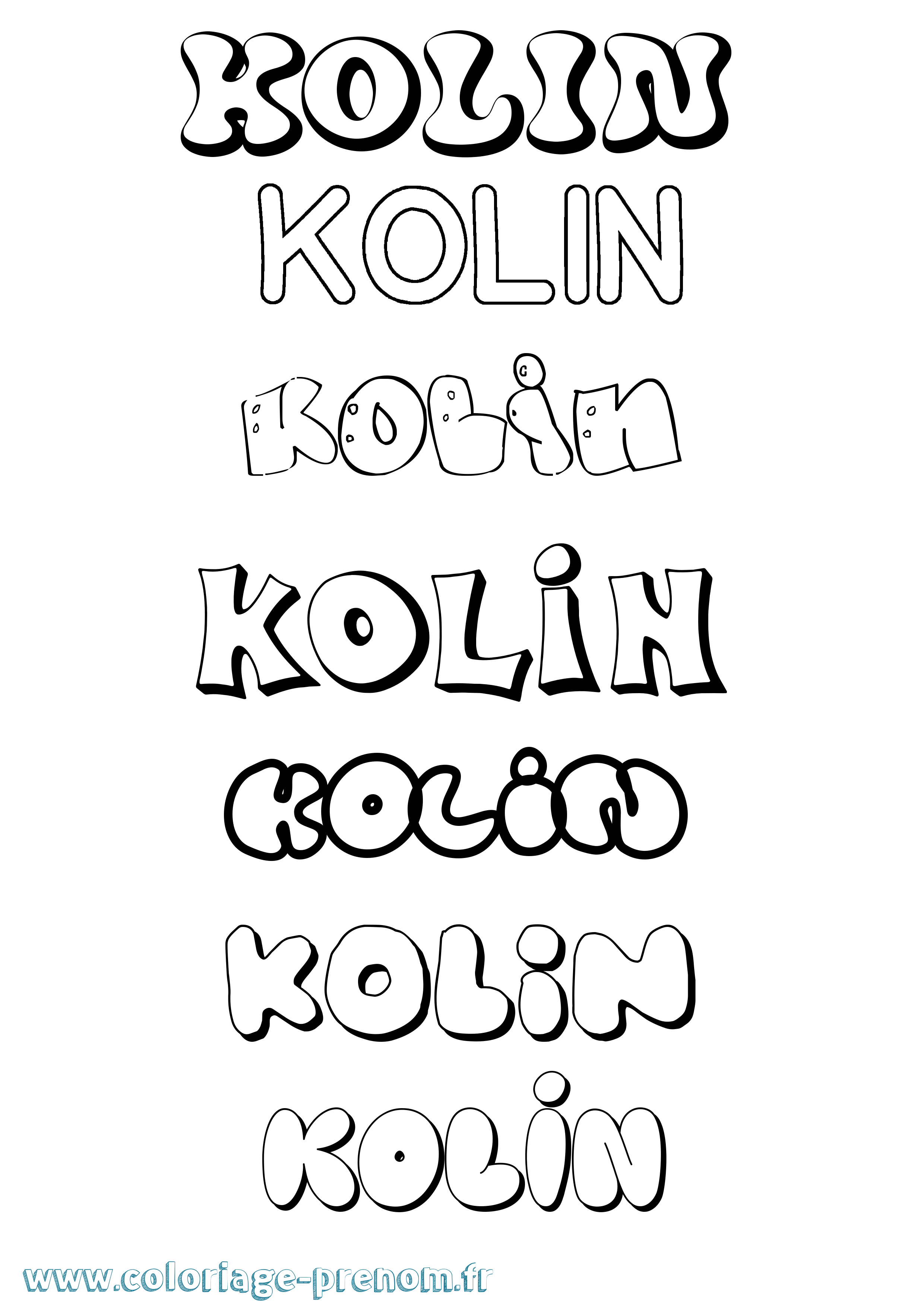 Coloriage Kolin Bubble Coloriage prénom Kolin Bubble