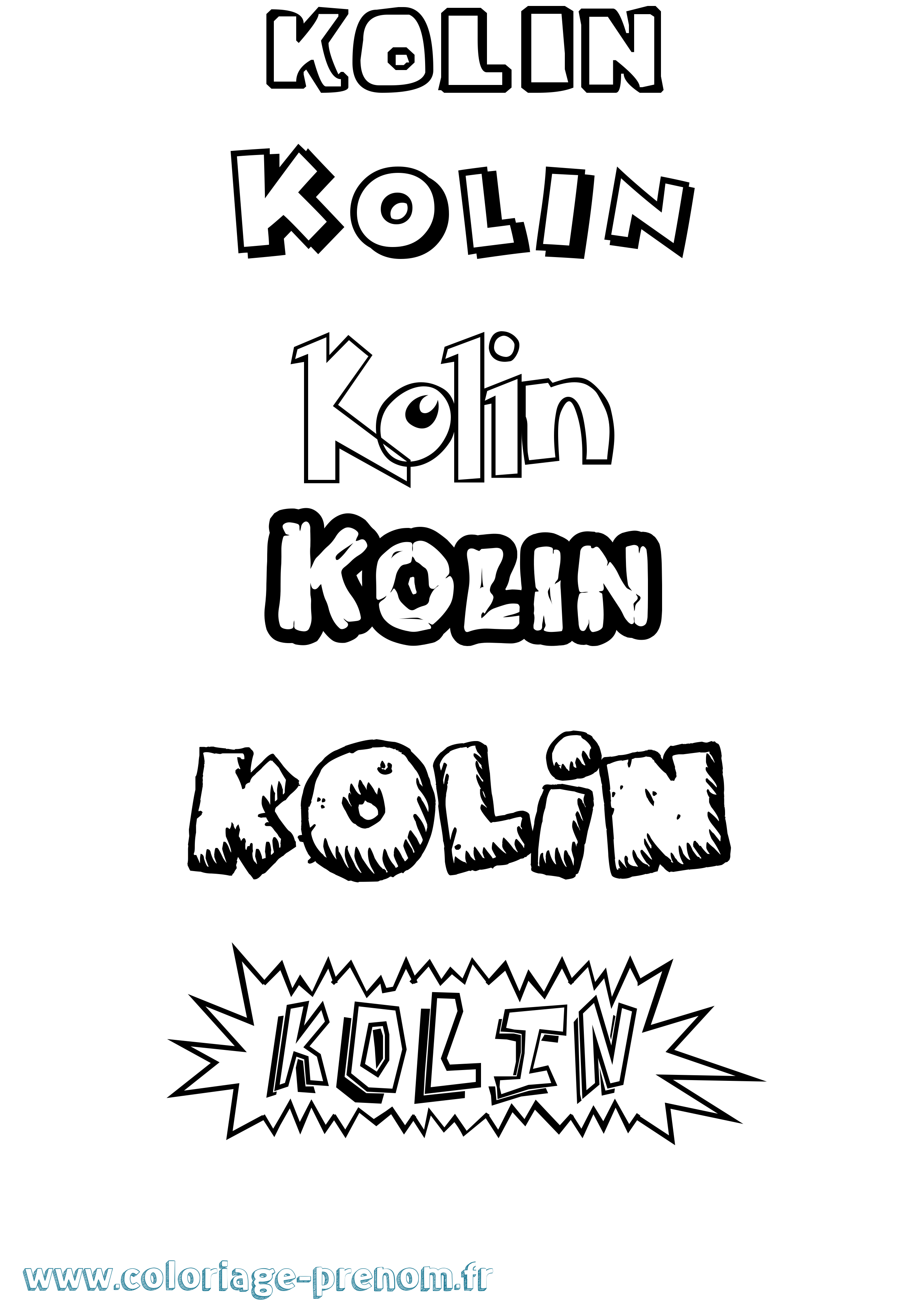 Coloriage Kolin Dessin Animé Coloriage prénom Kolin Dessin Animé