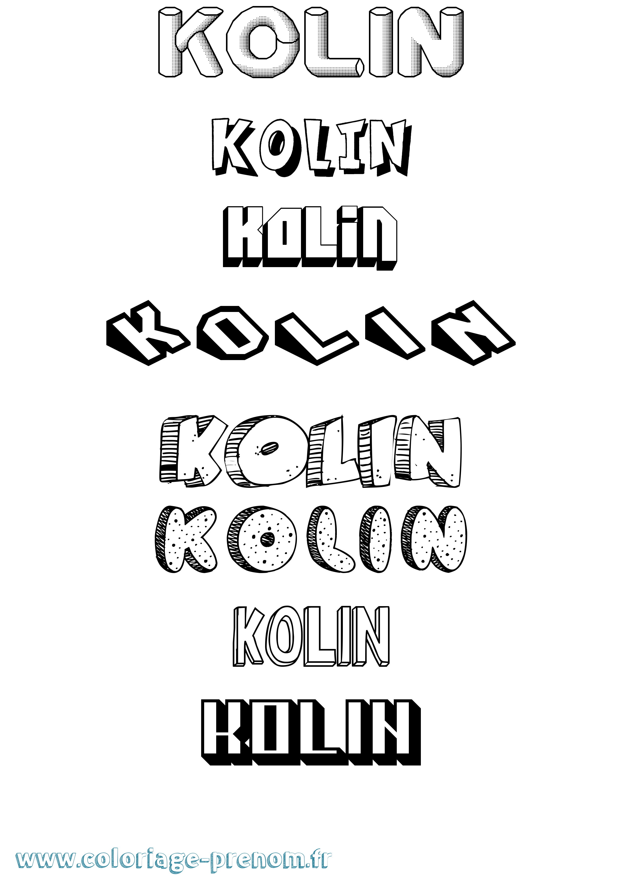 Coloriage Kolin Effet 3D Coloriage prénom Kolin Effet 3D