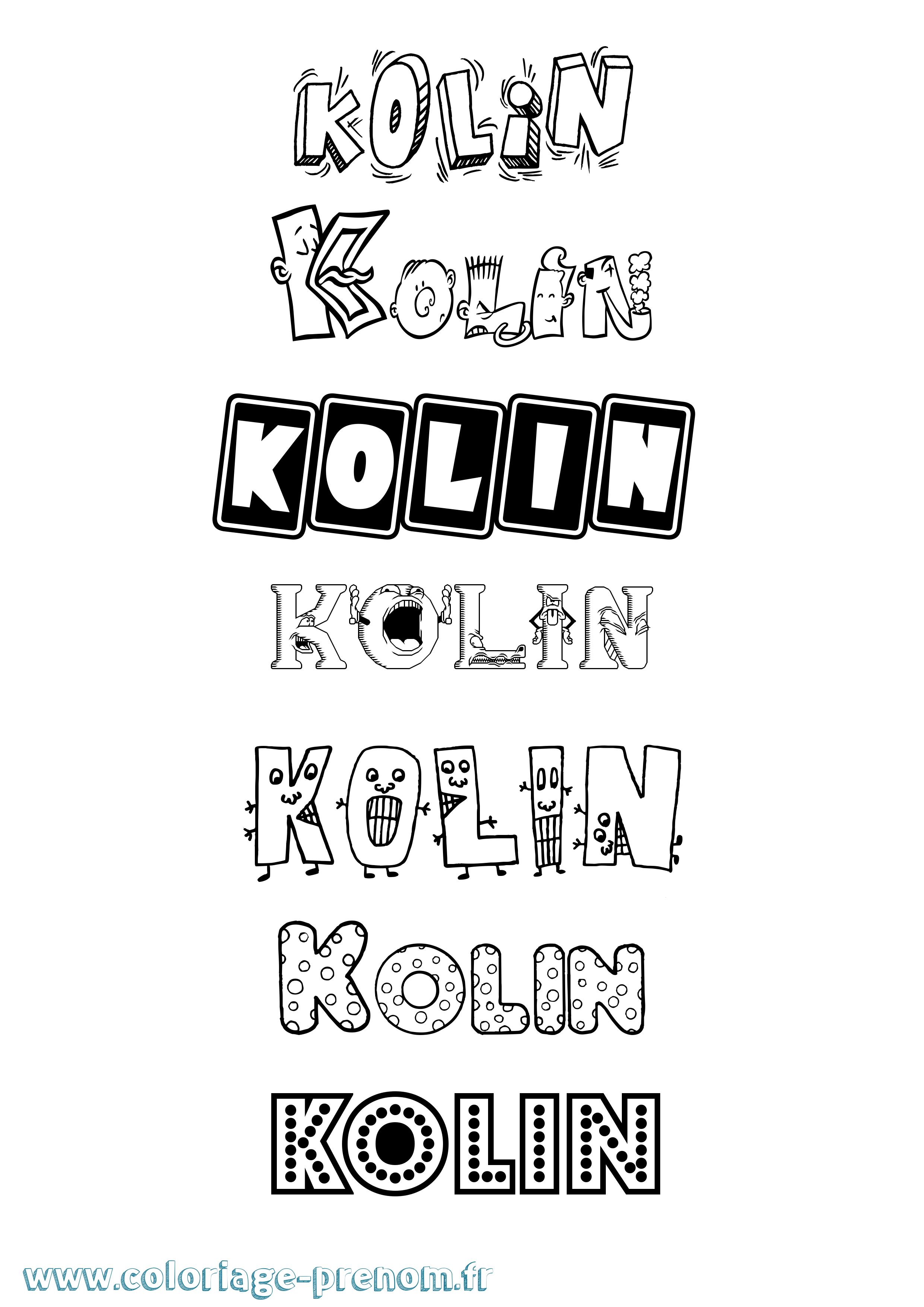Coloriage Kolin Fun Coloriage prénom Kolin Fun