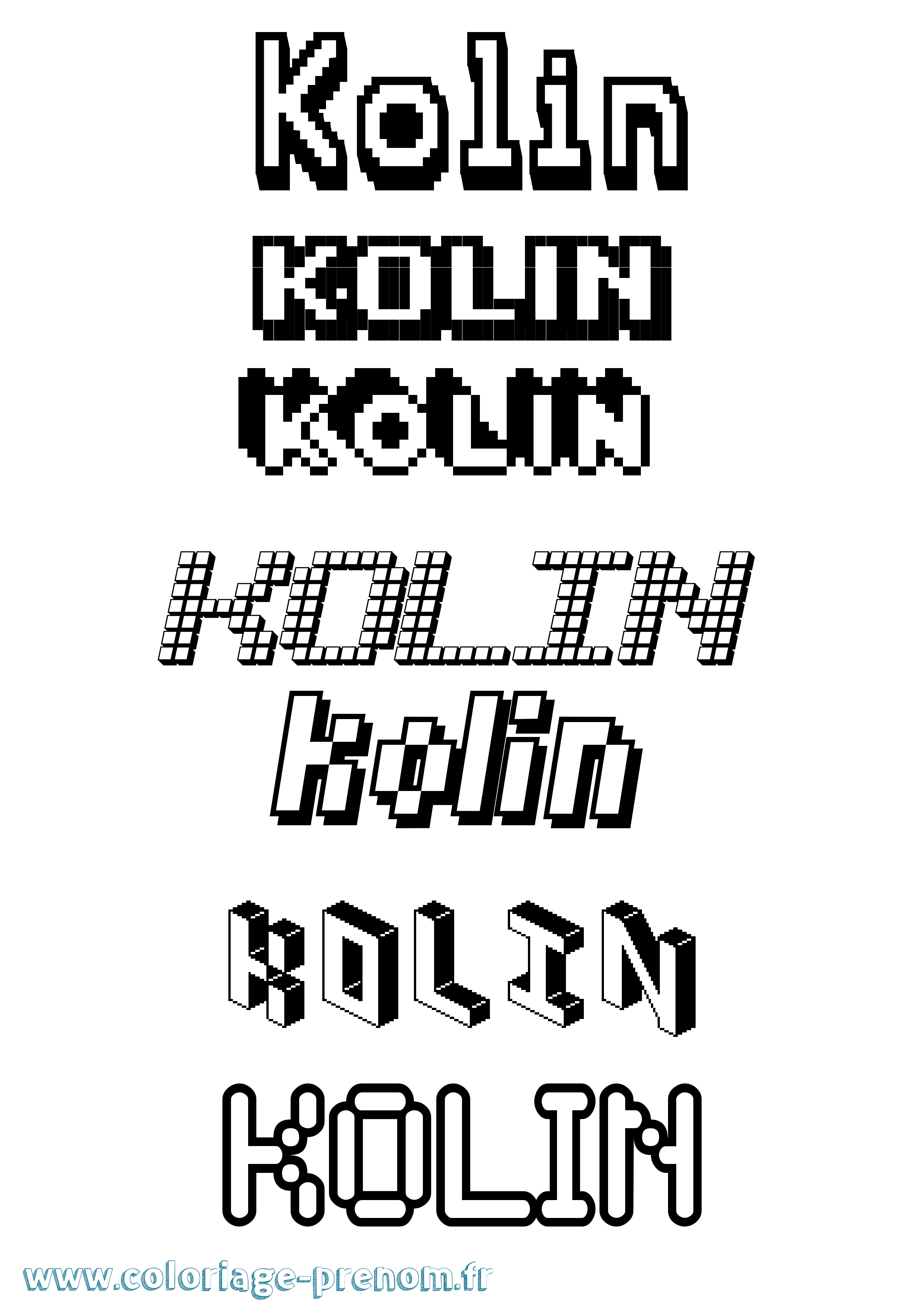 Coloriage Kolin Pixel Coloriage prénom Kolin Pixel