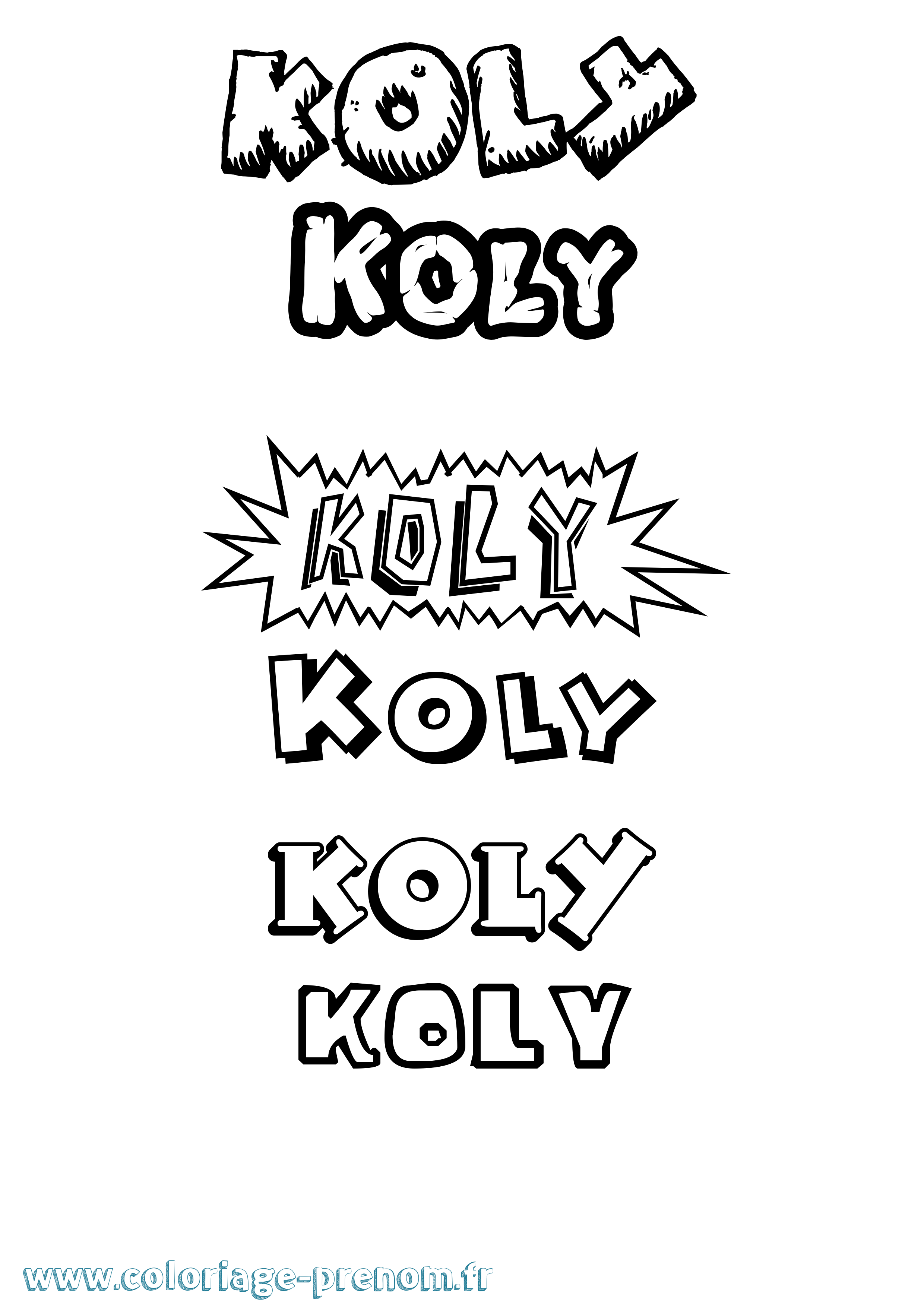 Coloriage Koly Dessin Animé Coloriage prénom Koly Dessin Animé