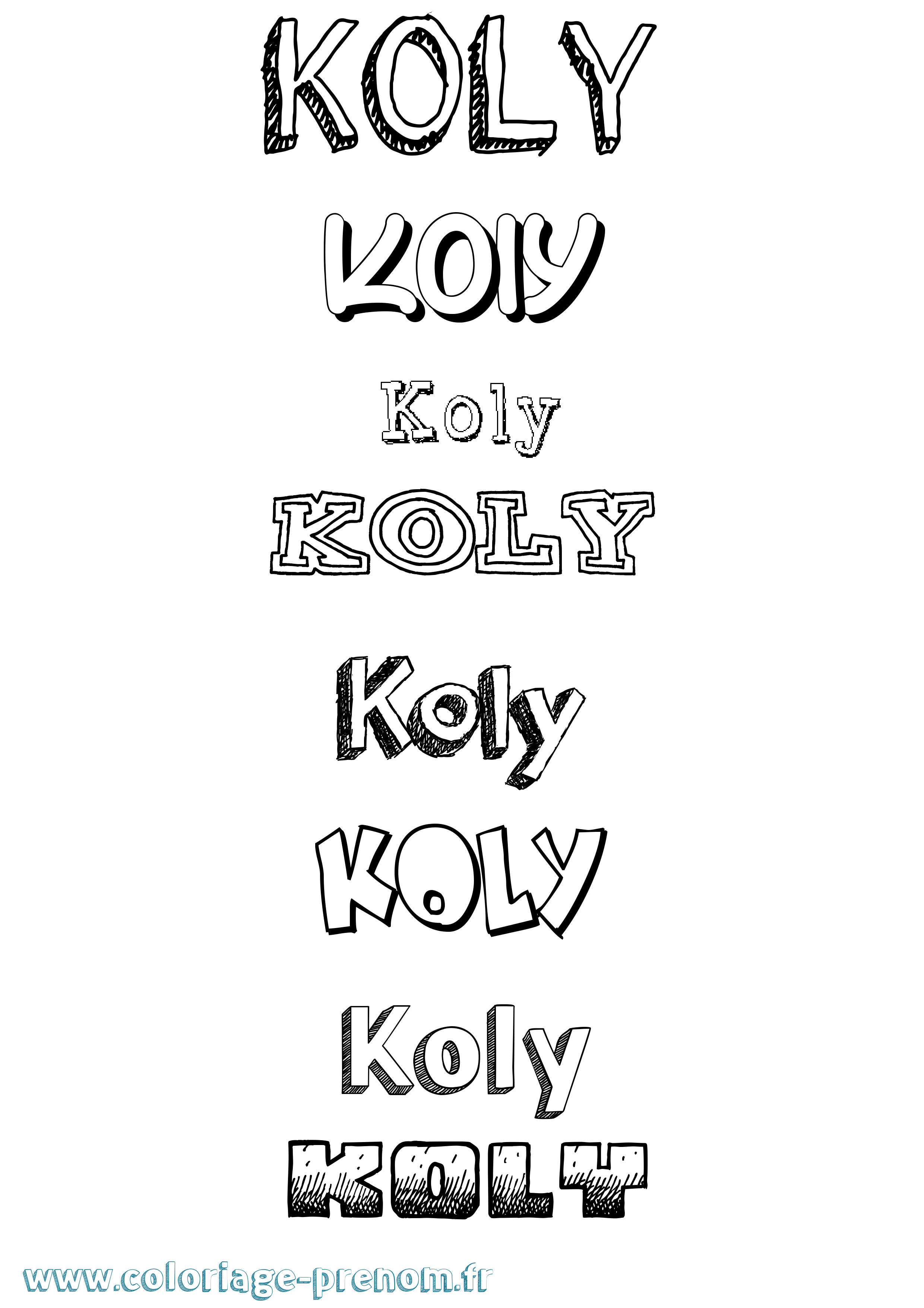 Coloriage Koly Dessiné Coloriage prénom Koly Dessiné